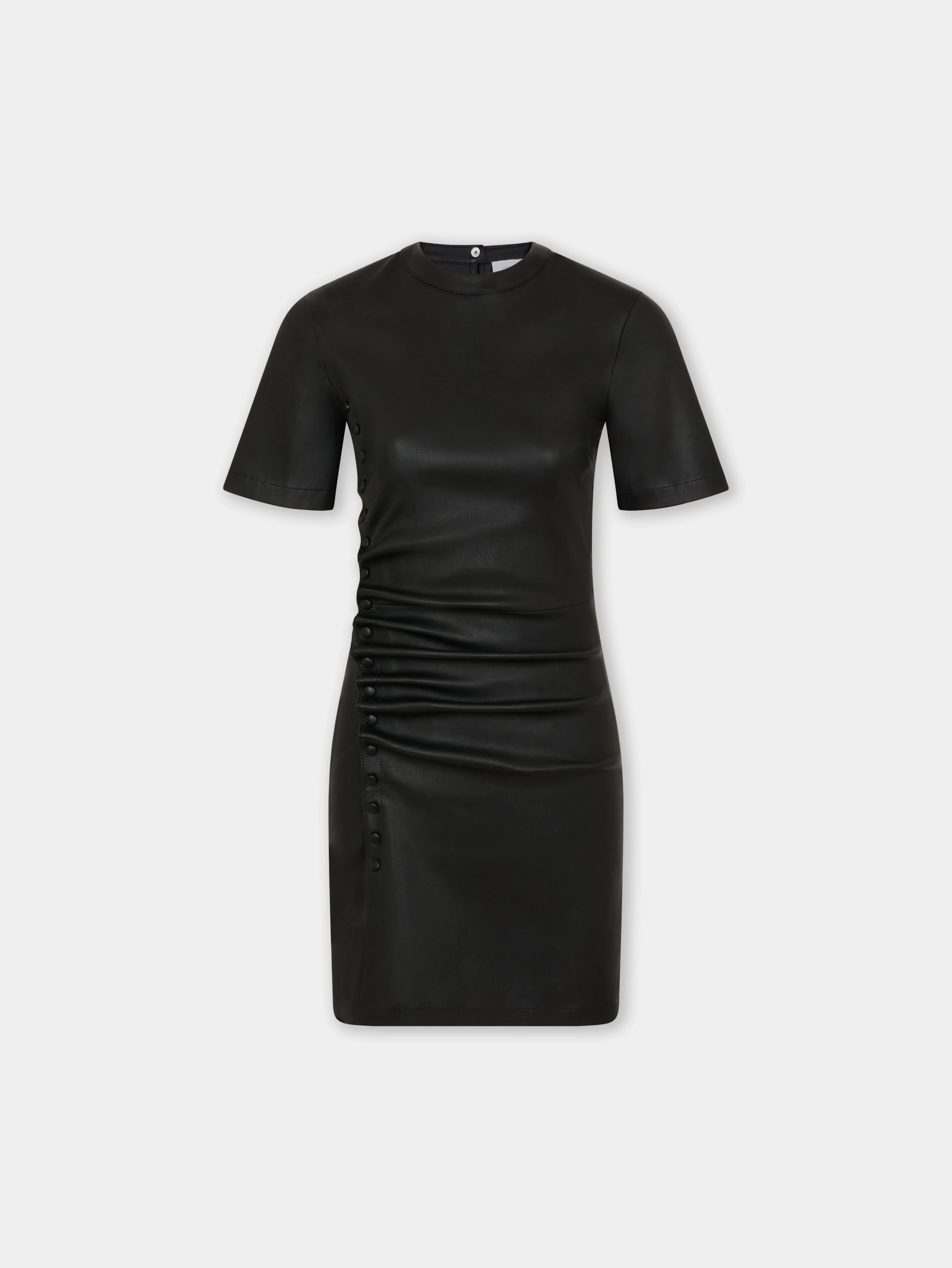 SHORT GATHERED DRESS IN LAMBSKIN - 1