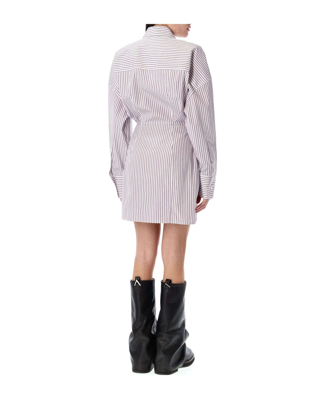 Striped Mini Shirt Dress - 2