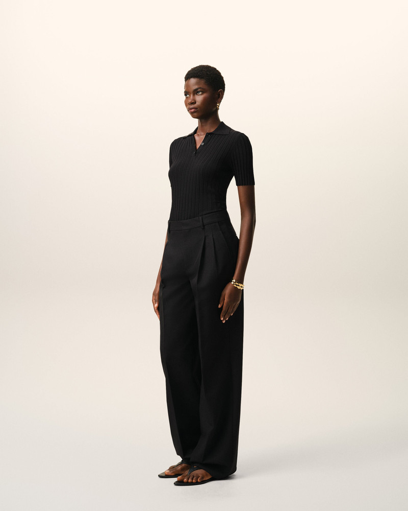 BLACK NEW WOOL LOW WAIST WIDE TROUSERS 6