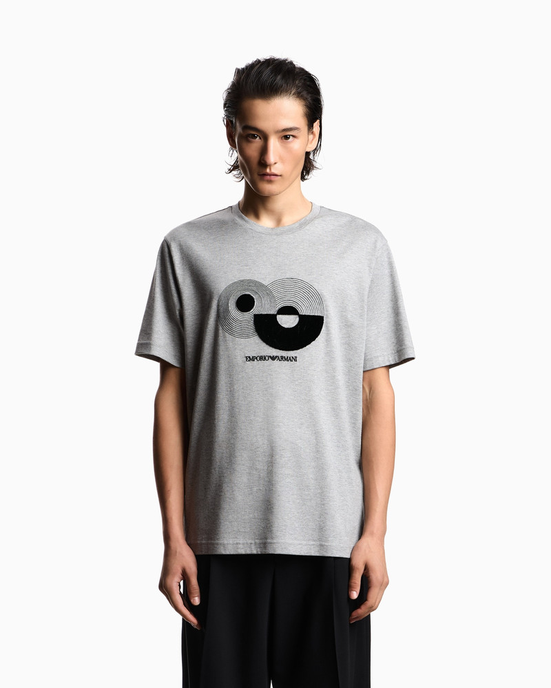 EMPORIO ARMANI JERSEY T-SHIRT WITH OP-ART EMBROIDERY outlook