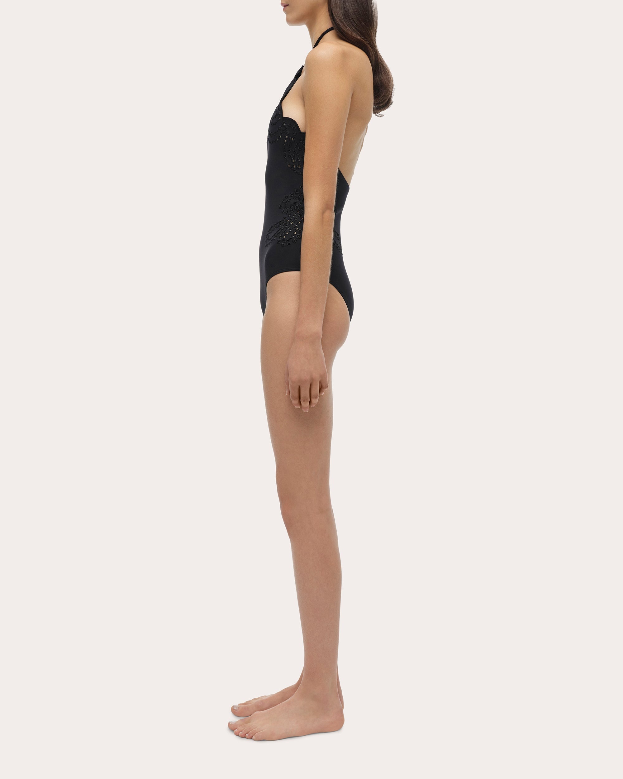 Nicolette Embroidered Halter One-Piece - 3