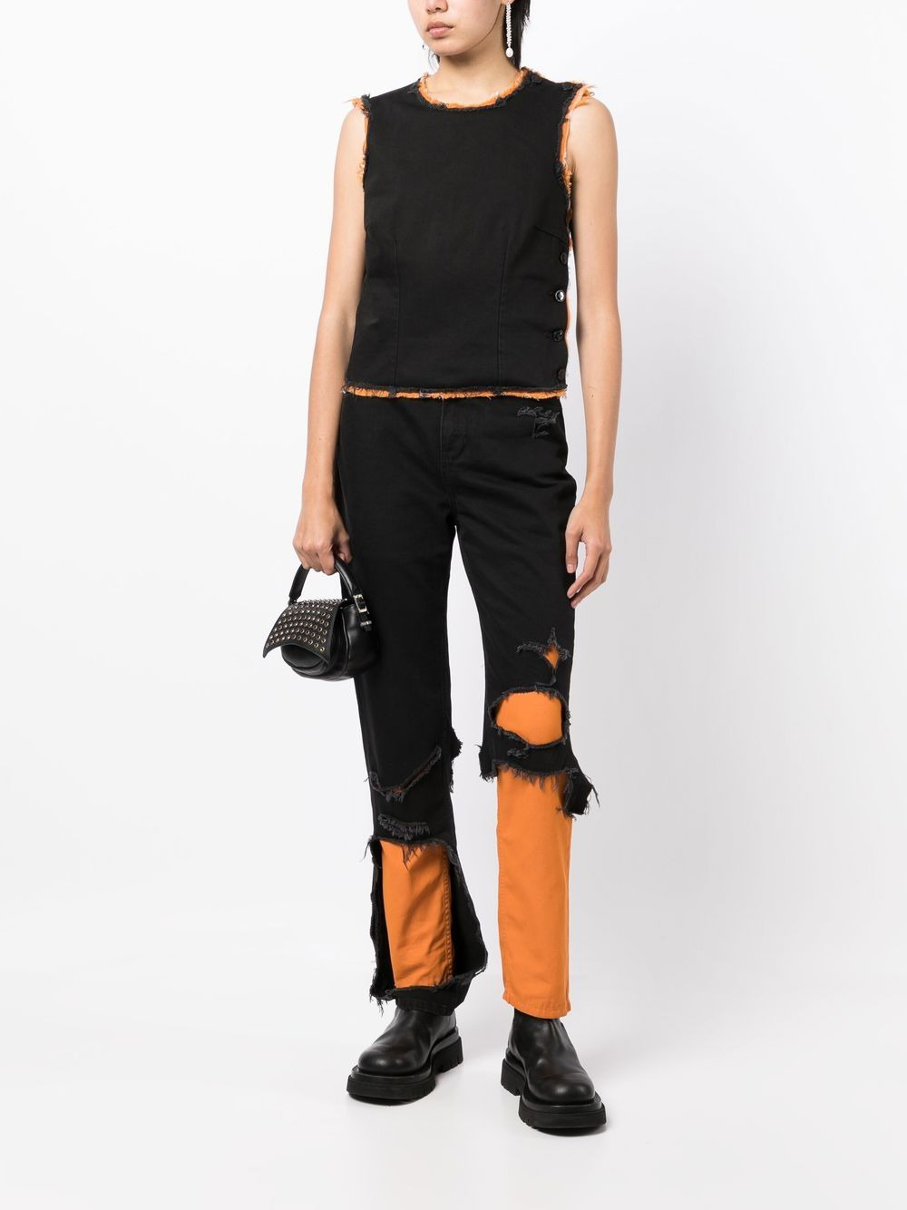 distressed-effect straight-leg jeans - 2