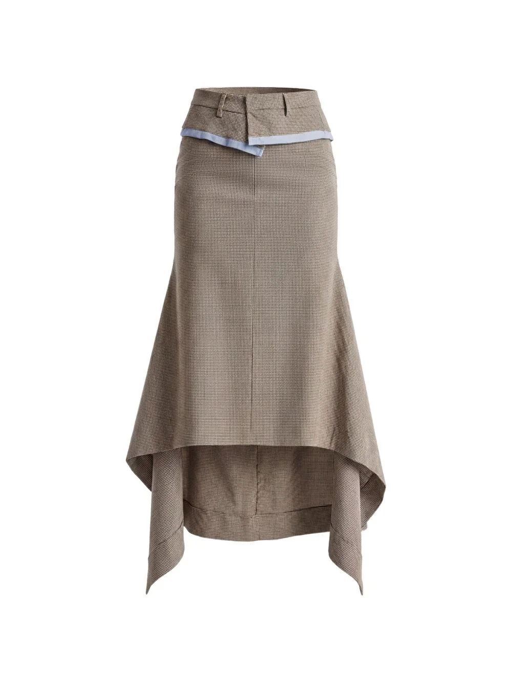 deconstructed-waistband houndstooth midi skirt - 1