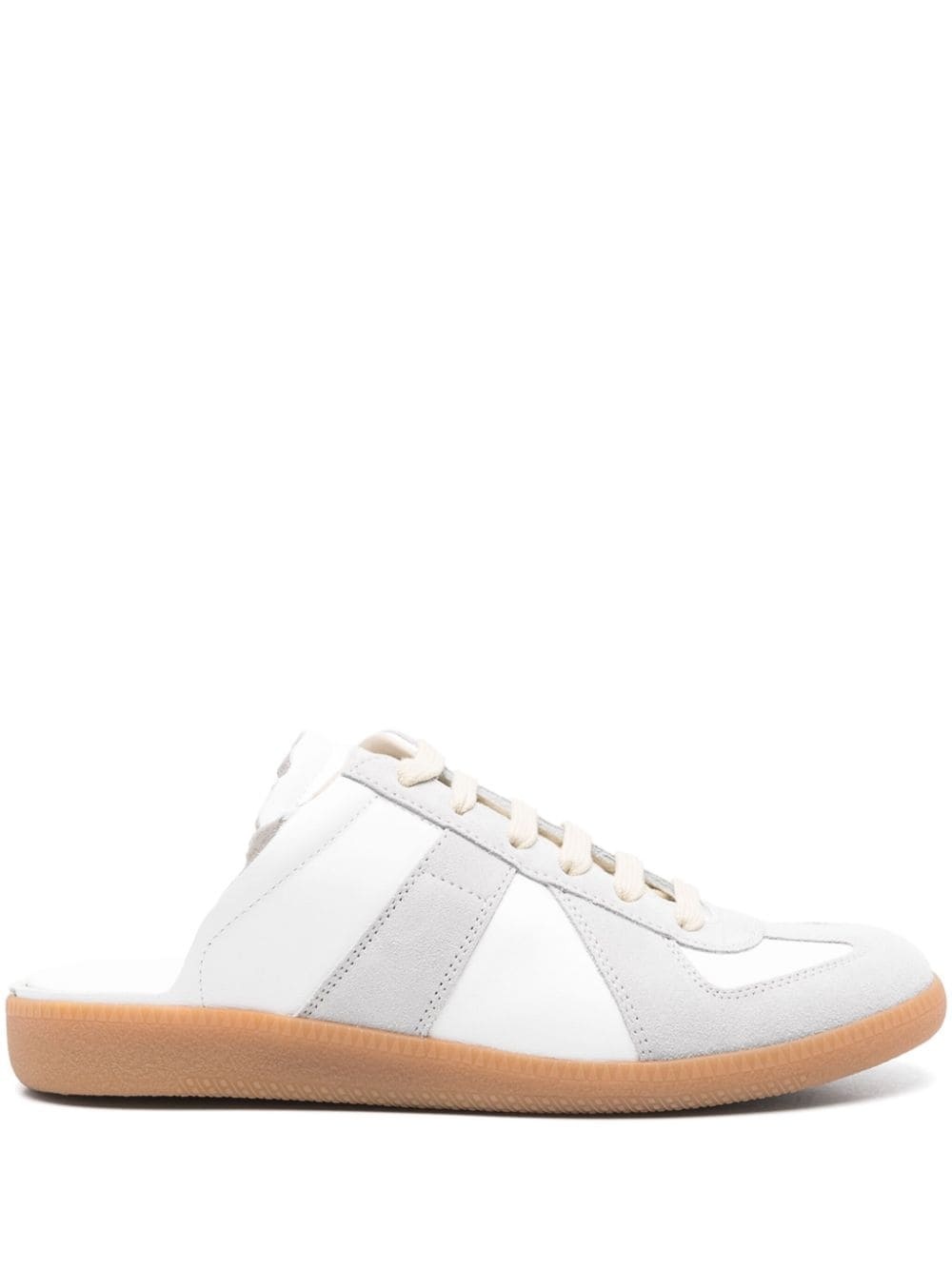 lace-up panelled slippers - 1