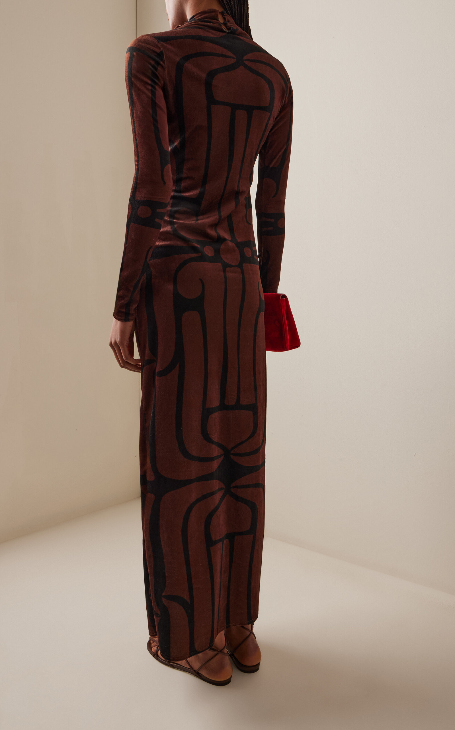 Isidora Velvet Maxi Dress brown - 4