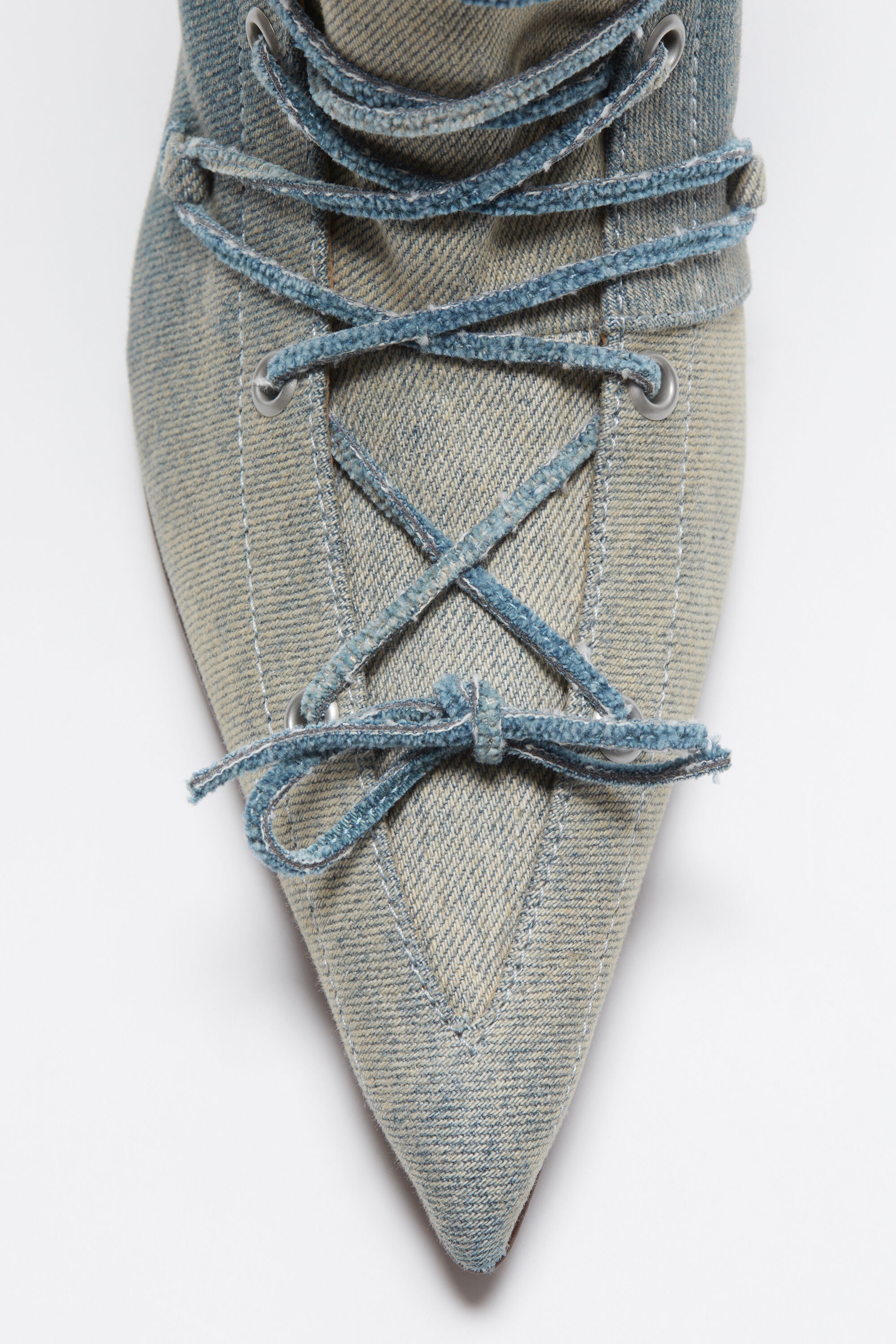 Lace-up heel boots - Dusty blue - 4