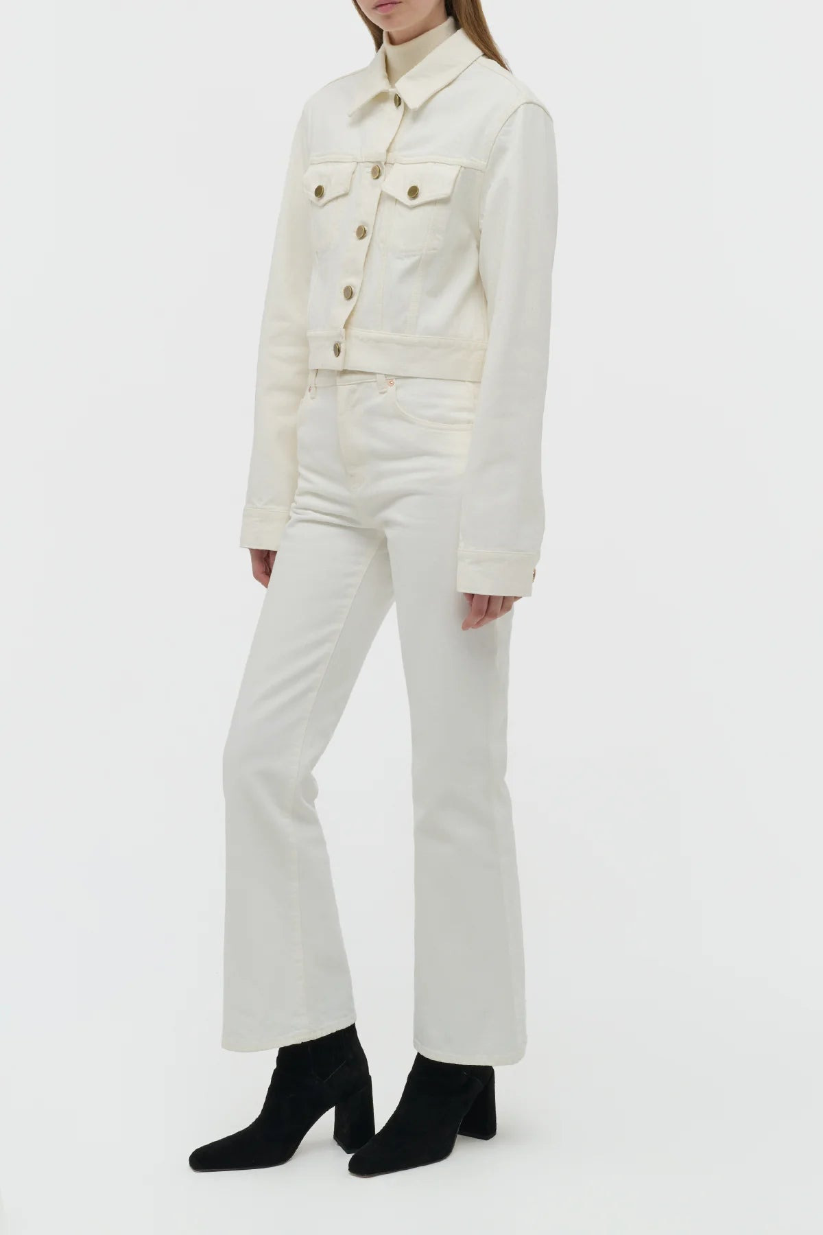Bronte Jacket in White Recycled Cotton Denim - 3