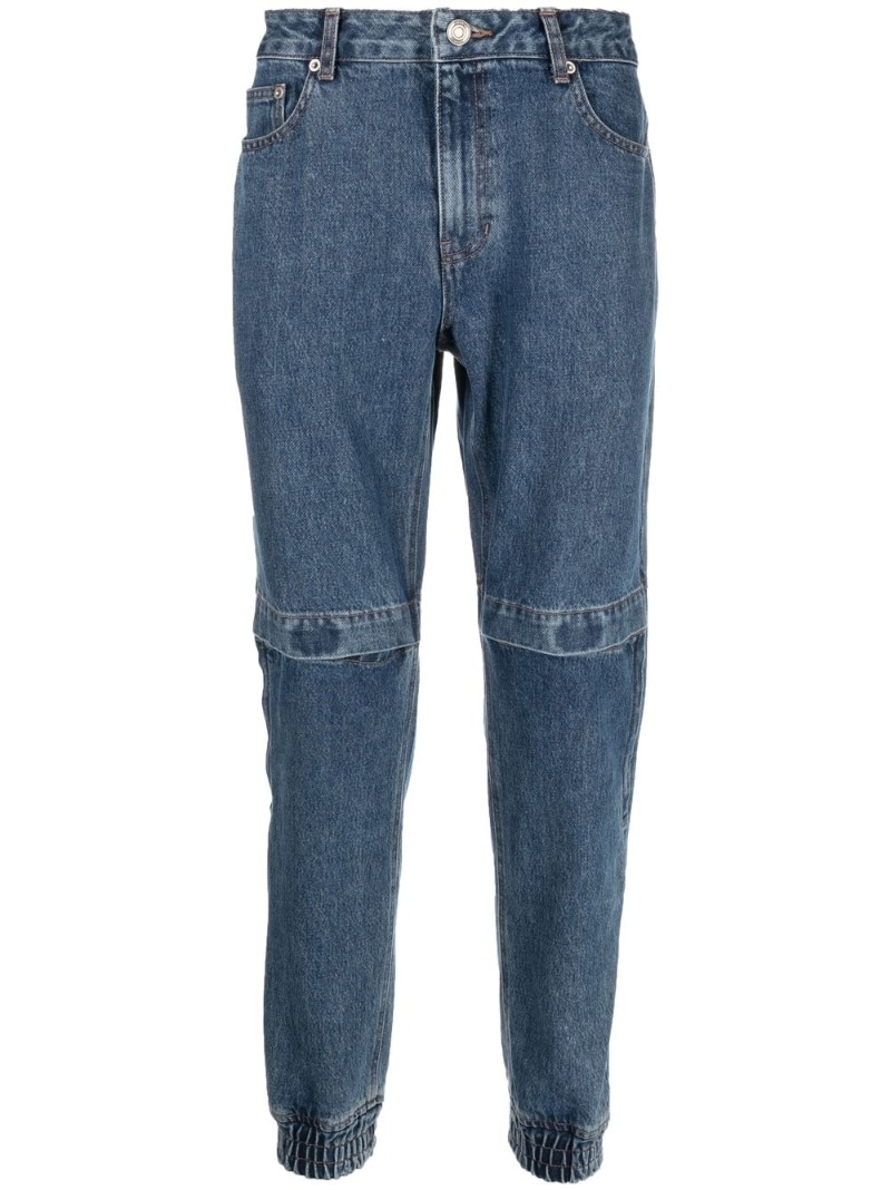 knee-detail elasticated-ankle jeans - 1