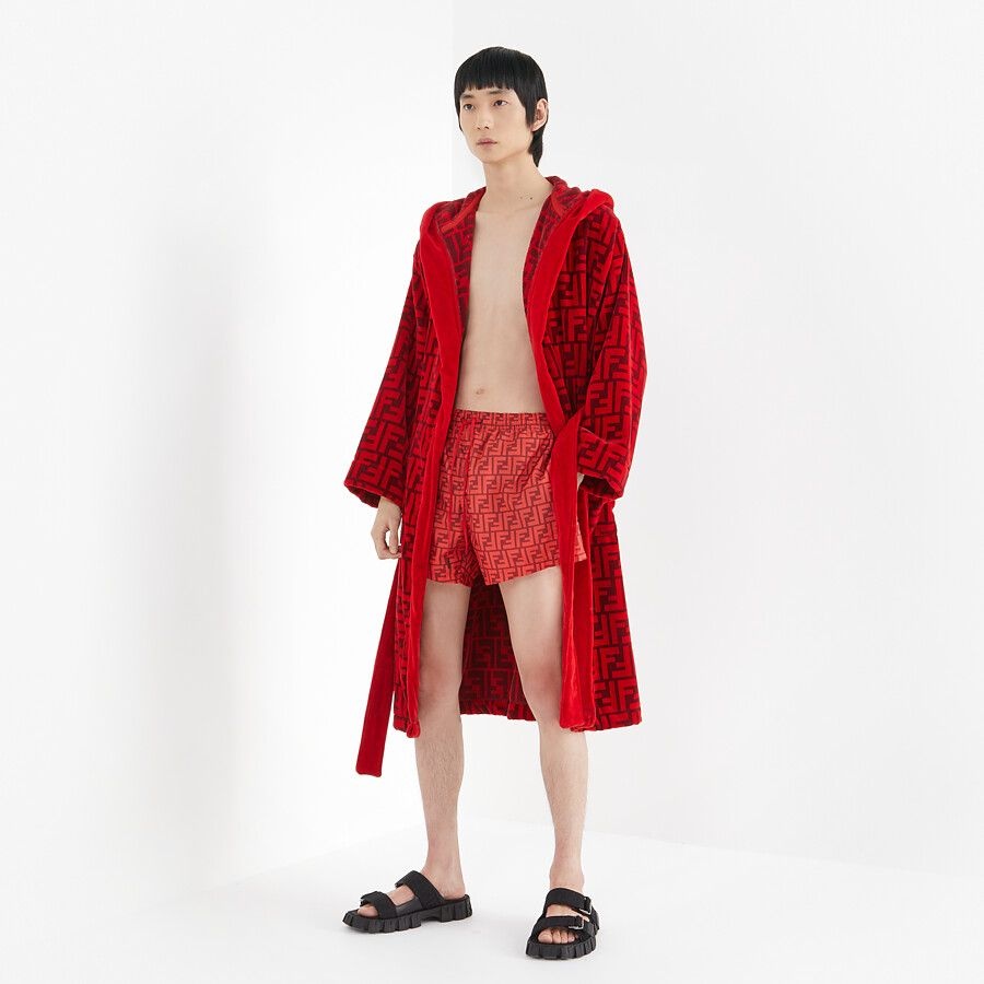 Red cotton bathrobe - 4