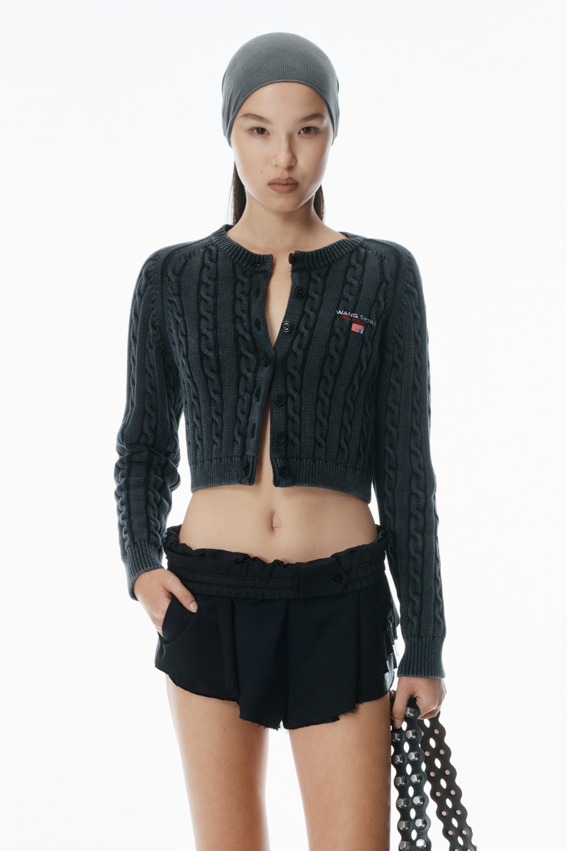 Organic Cotton Cable-Knit Cropped Cardigan 2