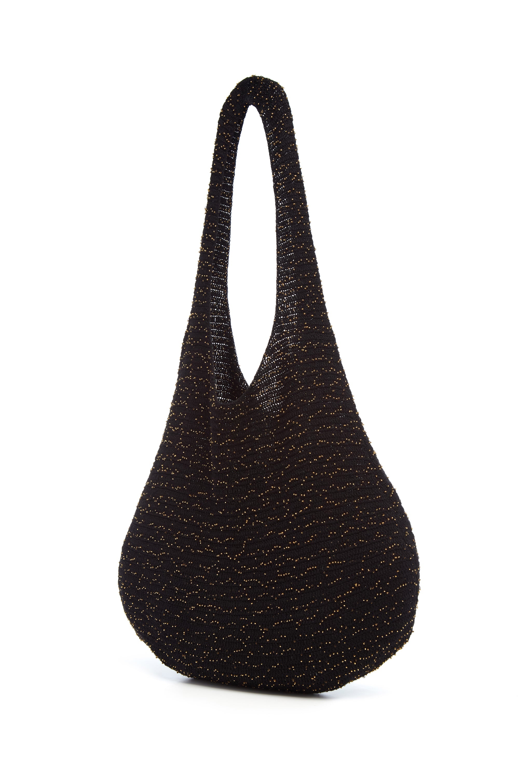 Hedone Knit Hobo Bag in Black & Gold Beaded Cashmere - 3