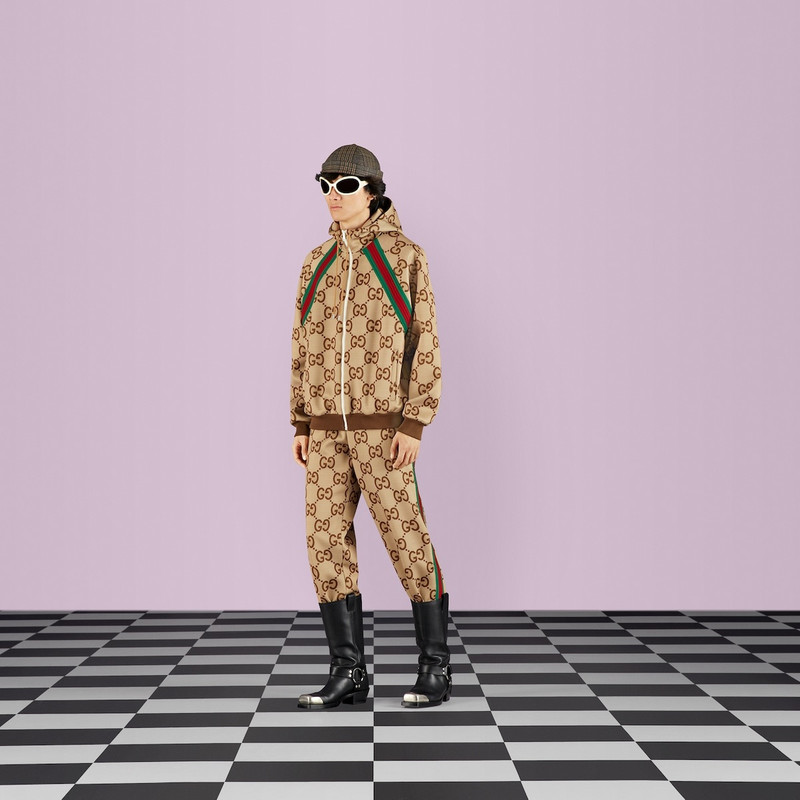 GUCCI Jumbo GG jogging pant with Web outlook