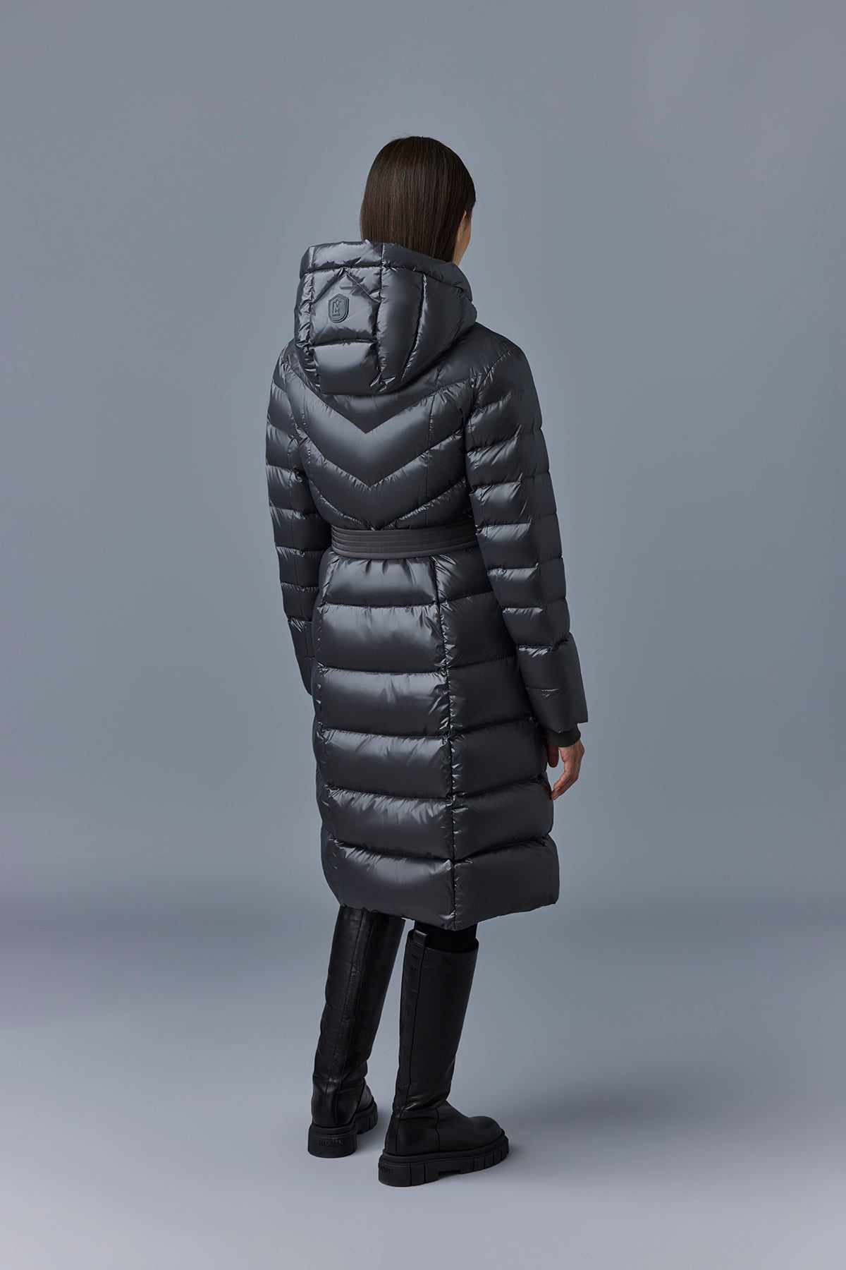 CORALIA down coat with hood and sash belt - 4