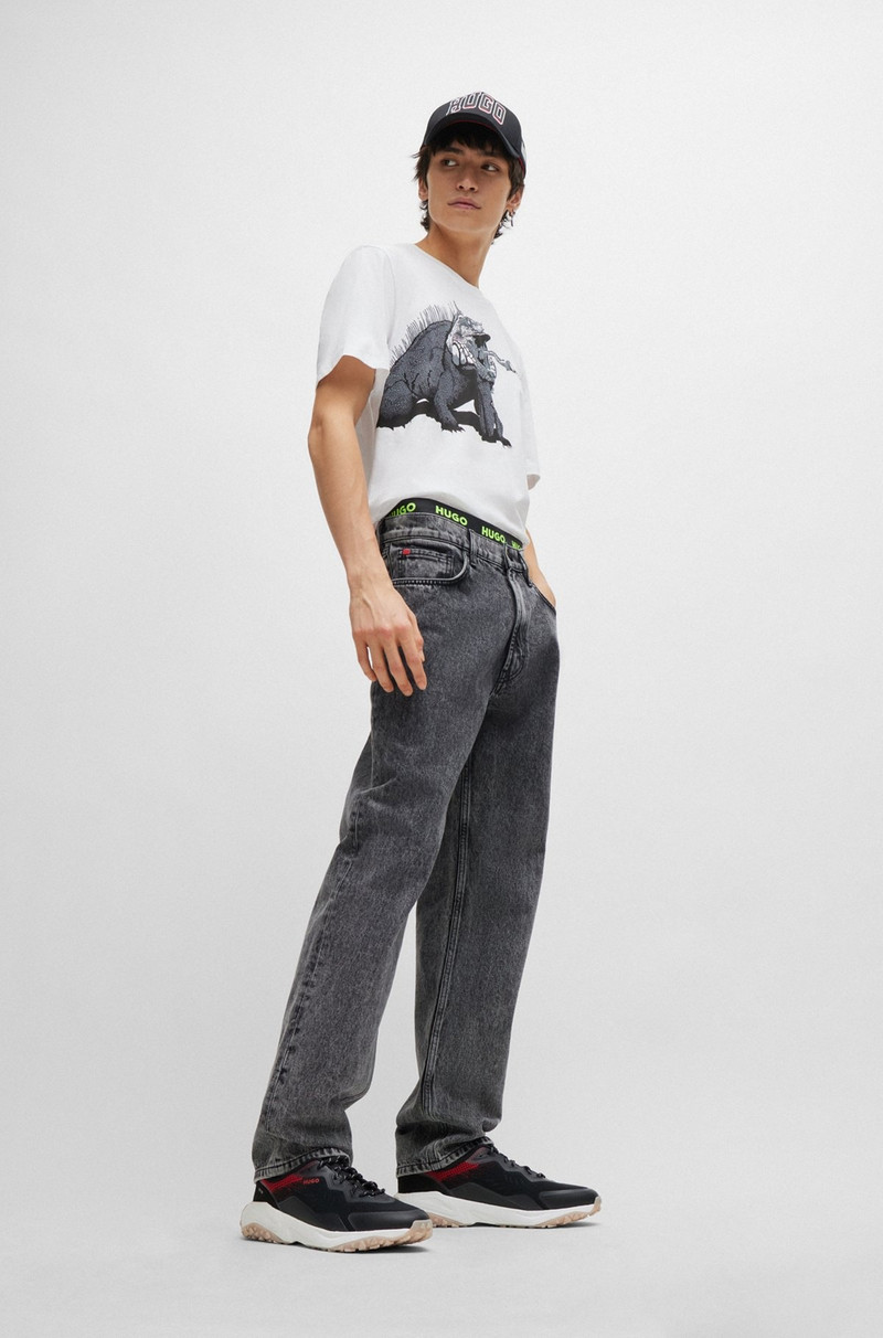 HUGO MIXED-MATERIAL LACE-UP TRAINERS WITH DEGRADÉ PATTERN outlook