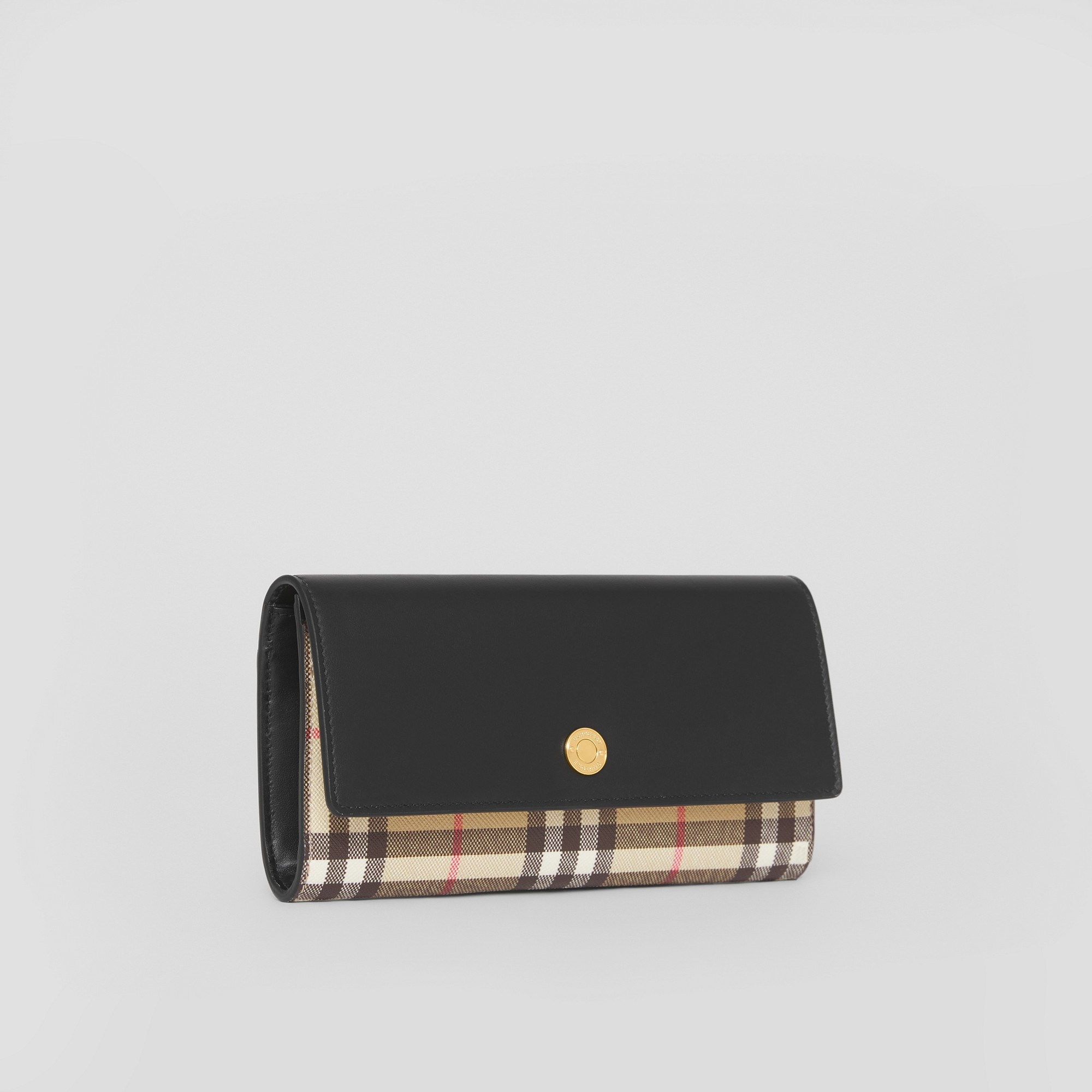 Vintage check and leather continental wallet cheap