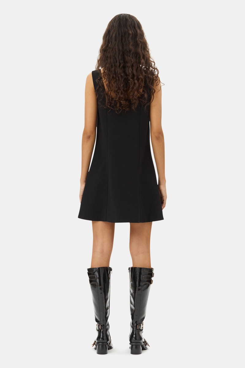 BLACK BONDED CREPE MINI DRESS 5