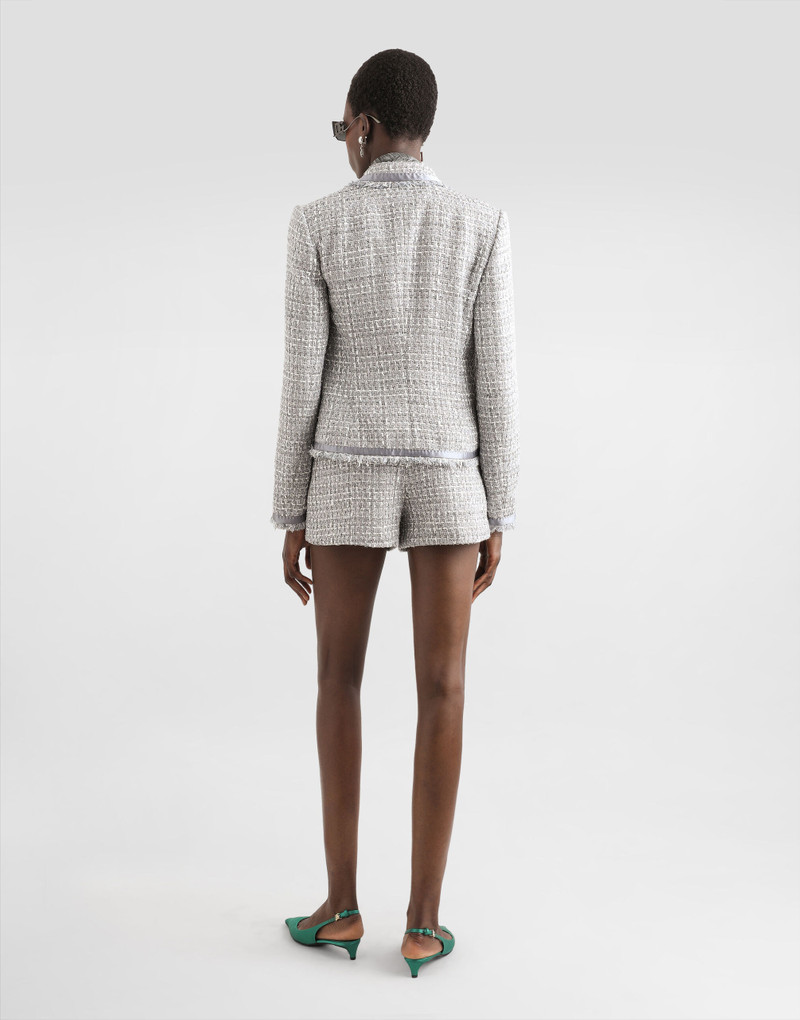 Short single-breasted lamé bouclé jacket 3