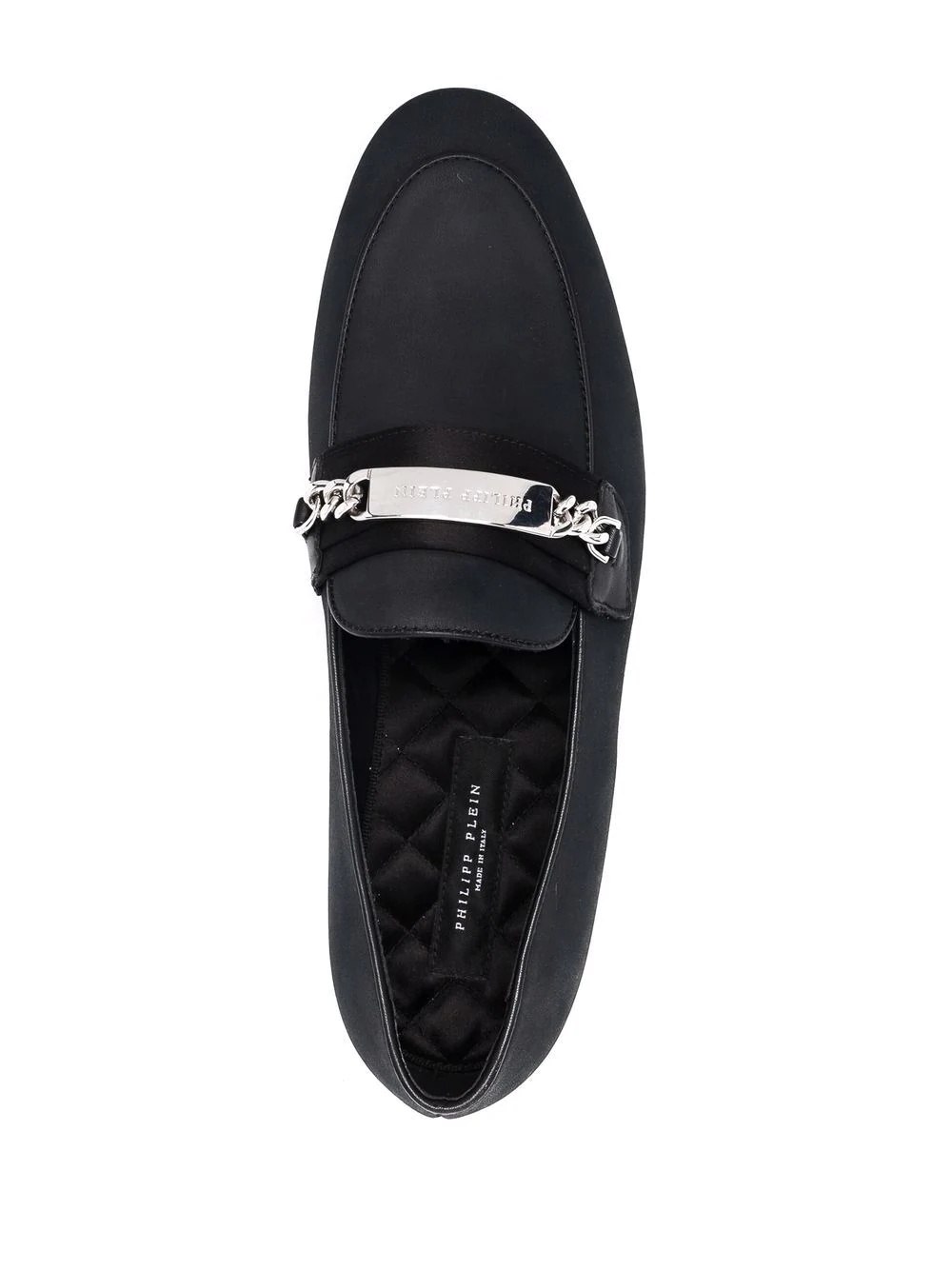 chain-embellished leather loafers - 4