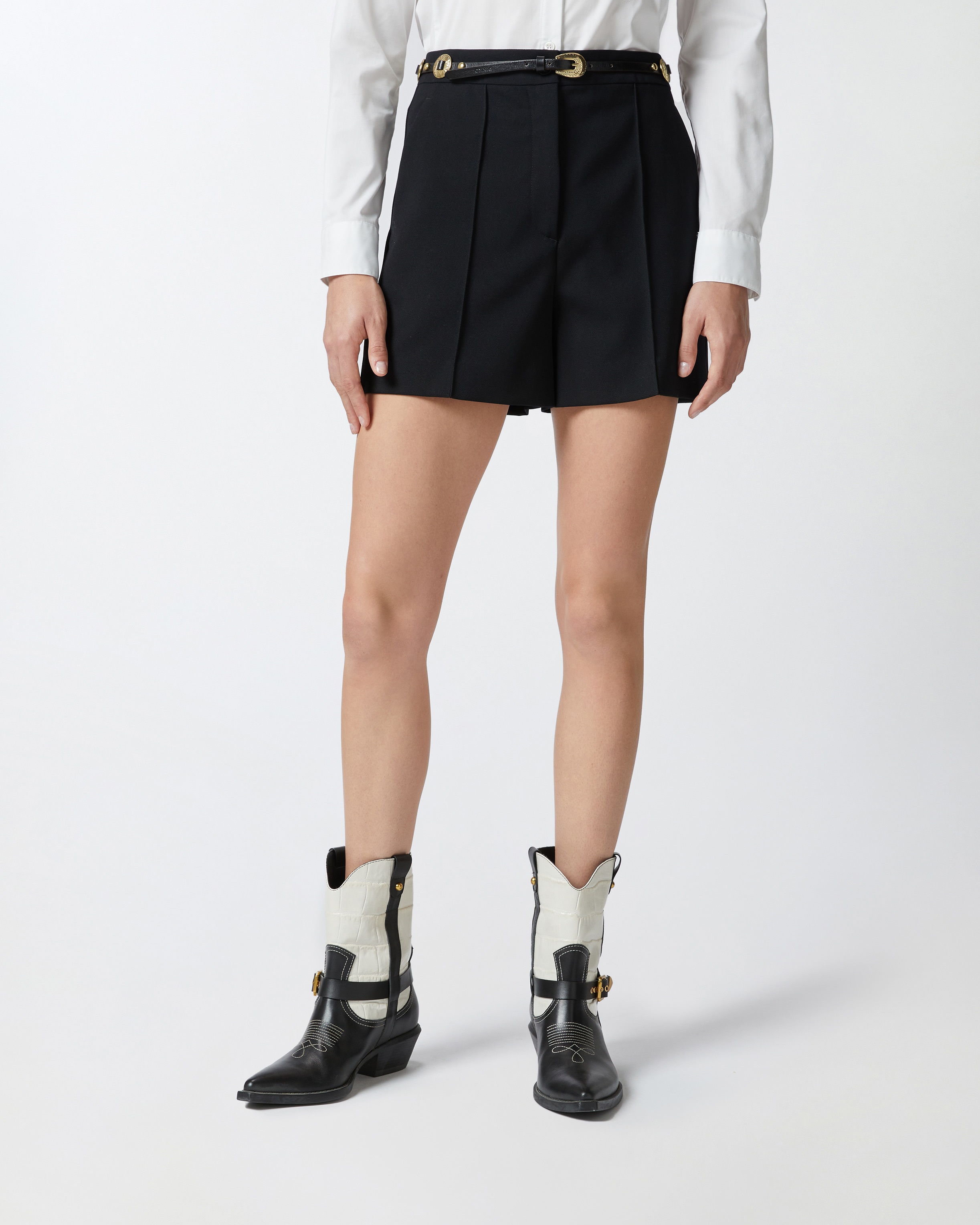 TAILORED WOOL TWILL SHORTS WITH CREASE DETAIL - 3