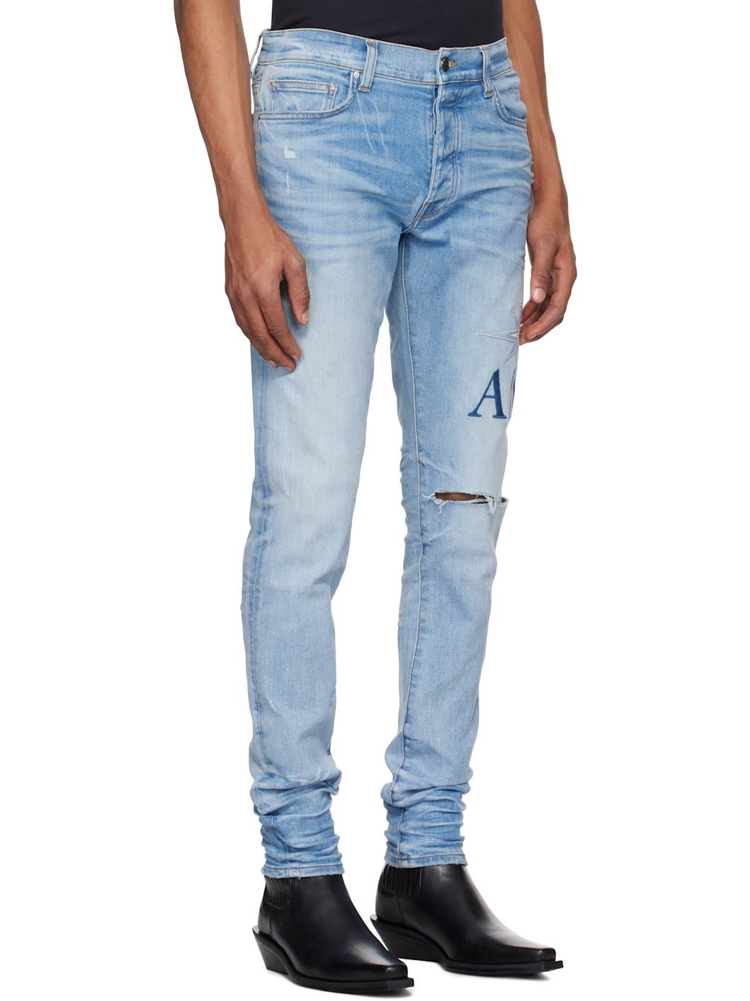 Blue Starburst Appliqué Skinny Jeans - 2
