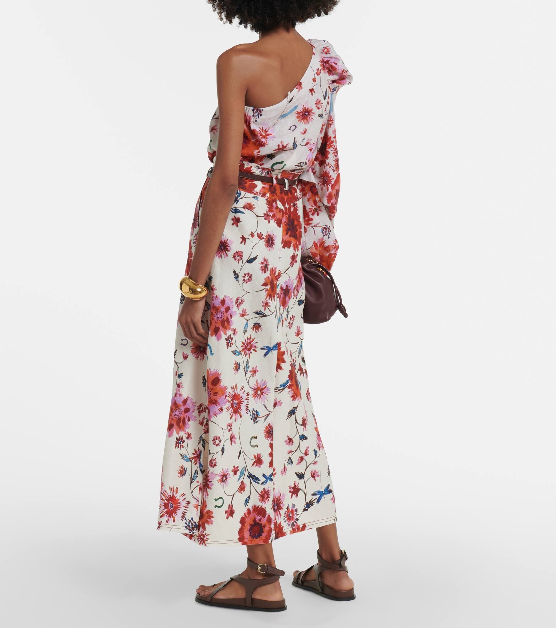 Floral Ease linen midi skirt - 3