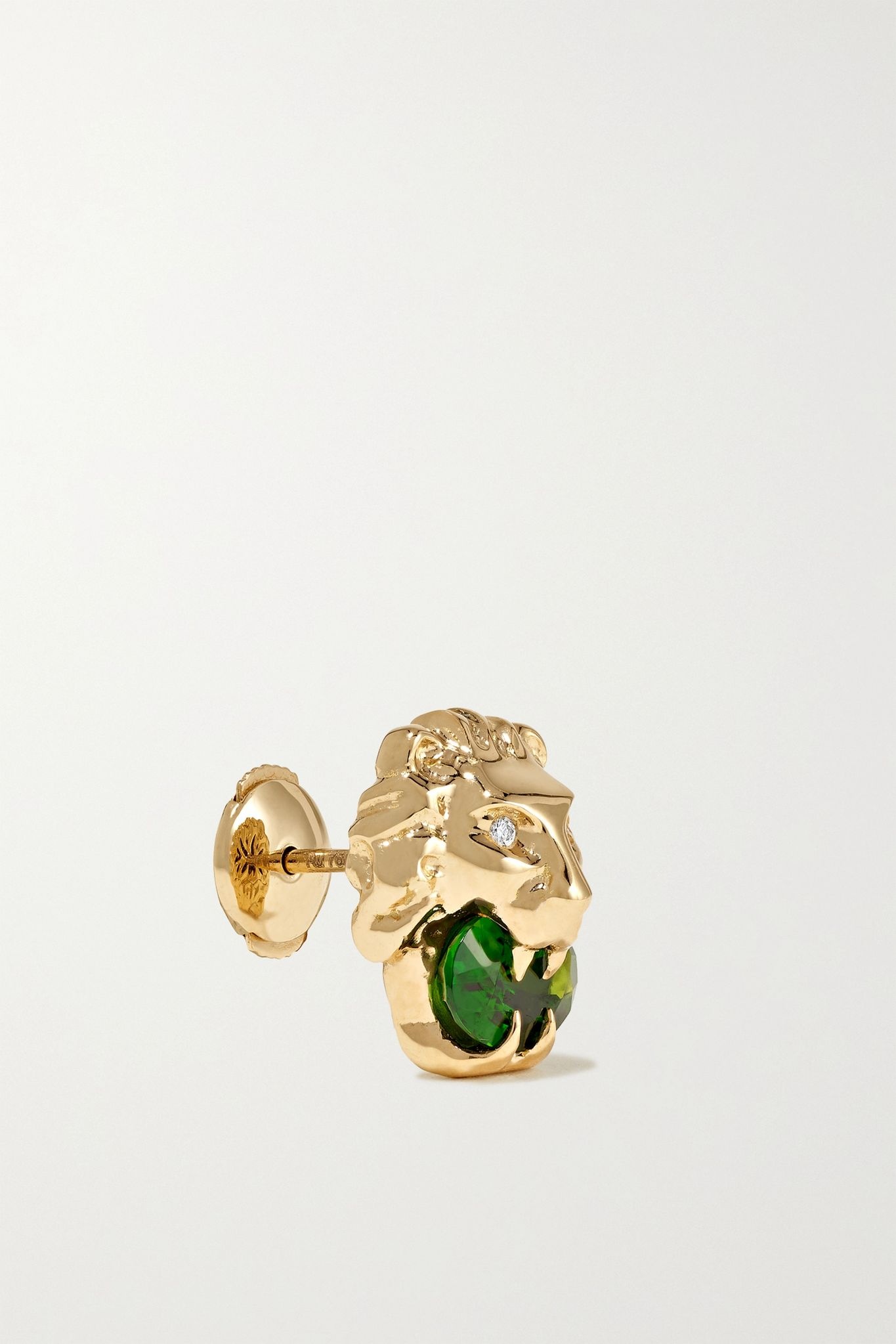 18-karat gold, chrome diopside and diamond earrings - 2