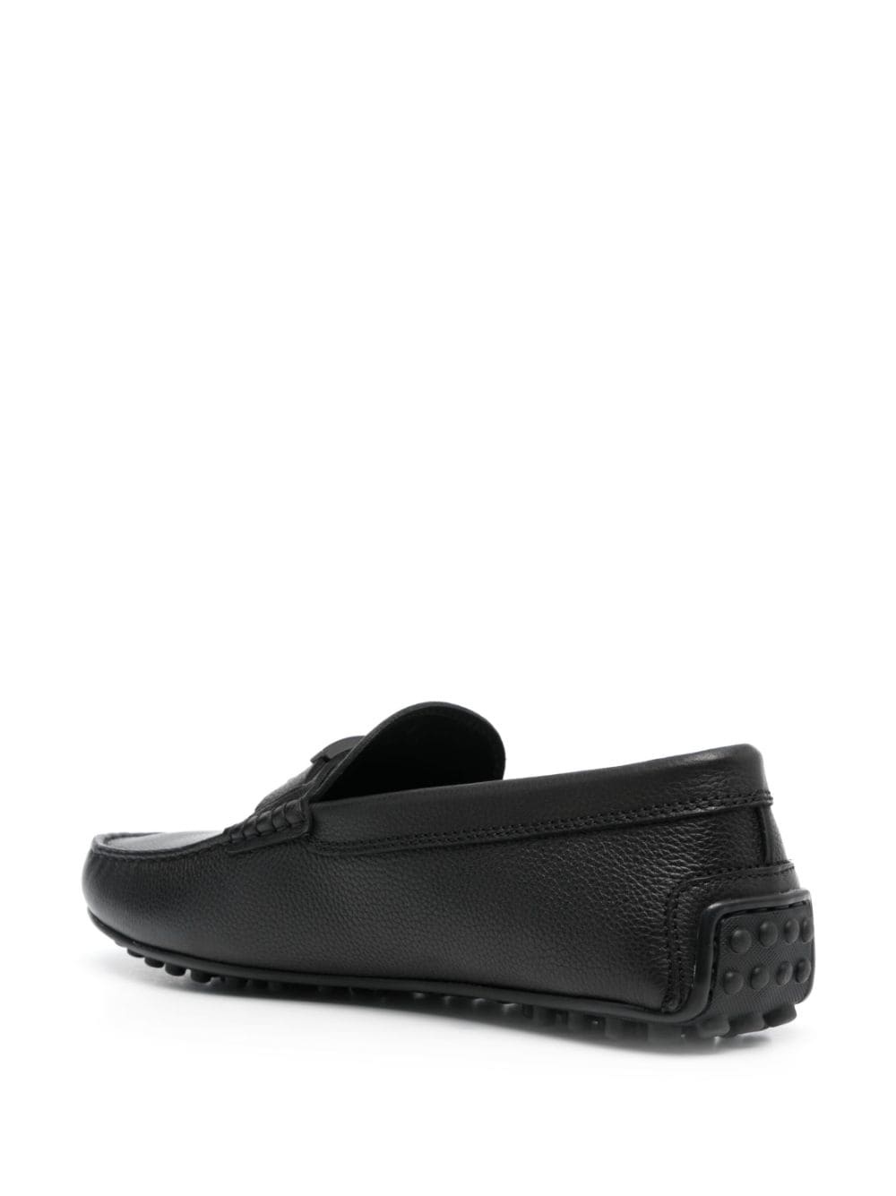 logo-plaque leather loafers - 3