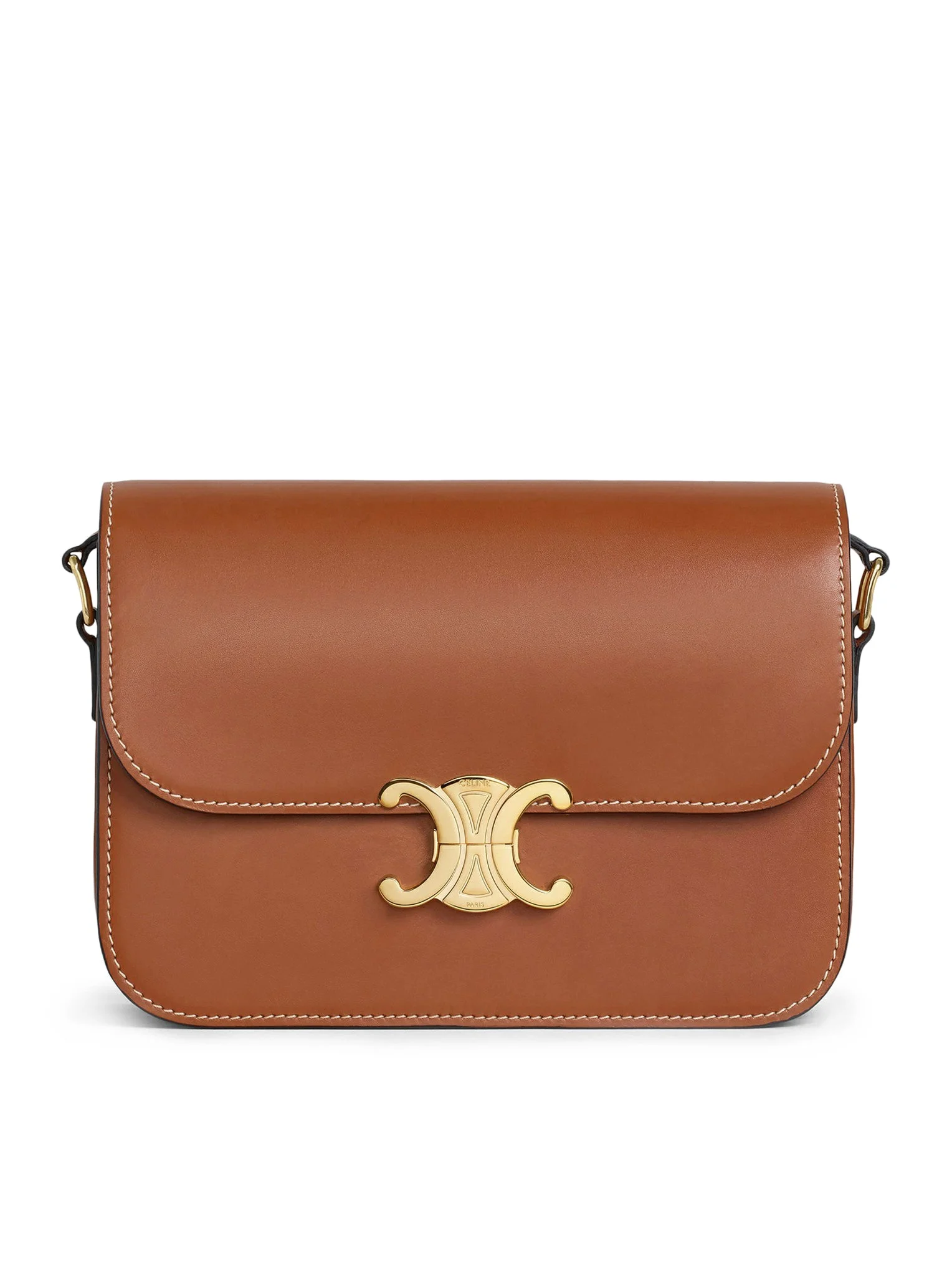 TRIOMPHE CLASSIQUE BAG IN NATURAL TAN CALF LEATHER - 1