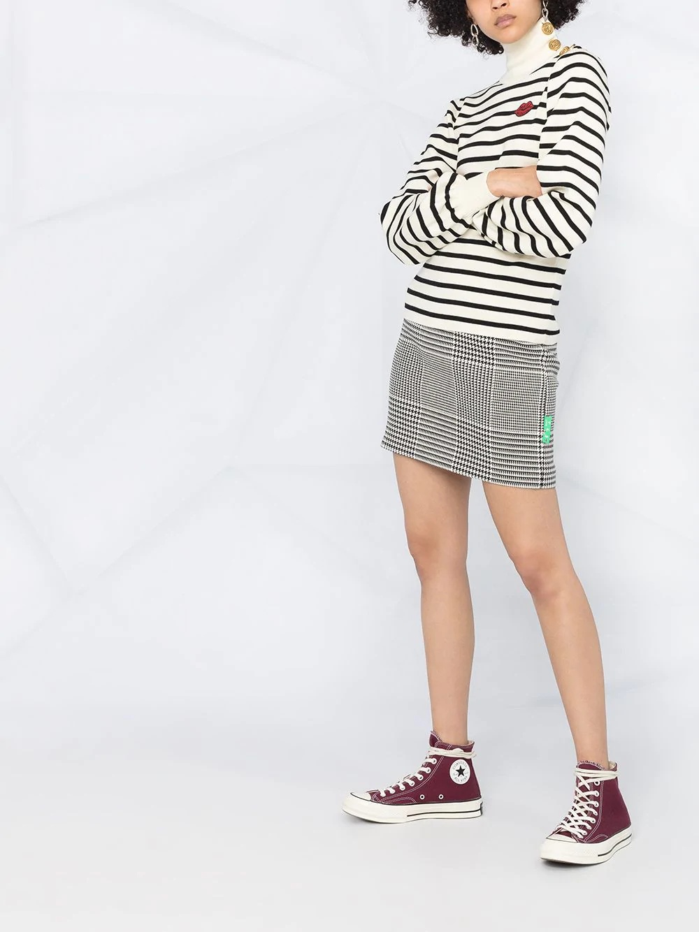 buttoned-shoulder striped jumper - 4