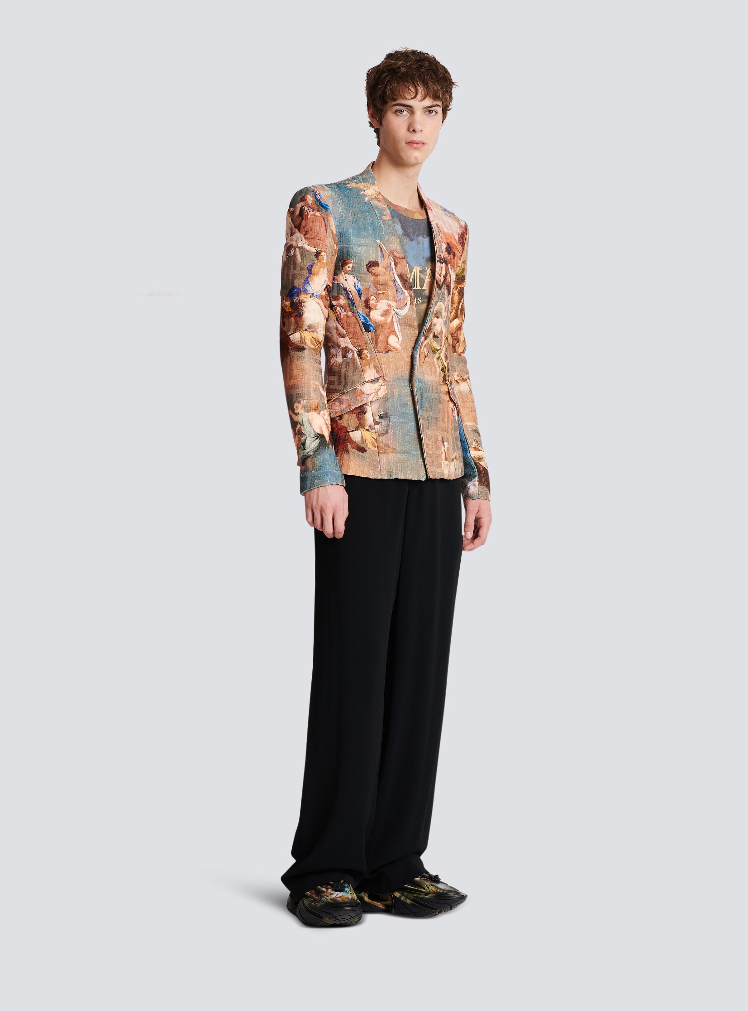 Sky print collarless jacket - 3