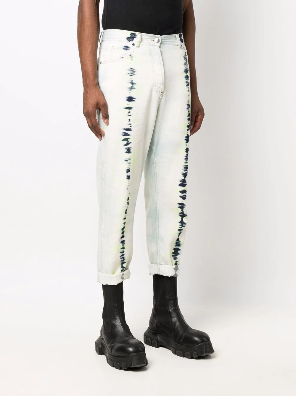 tie-dye cropped jeans - 3