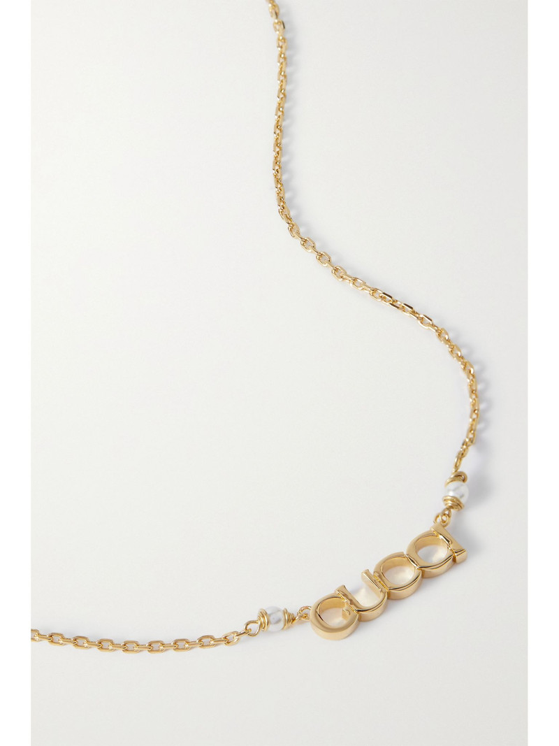 Gold-tone faux-pearl necklace Cream 4