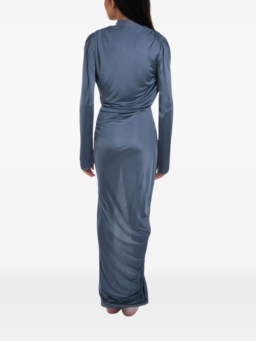 V-neck draped maxi dress - 3