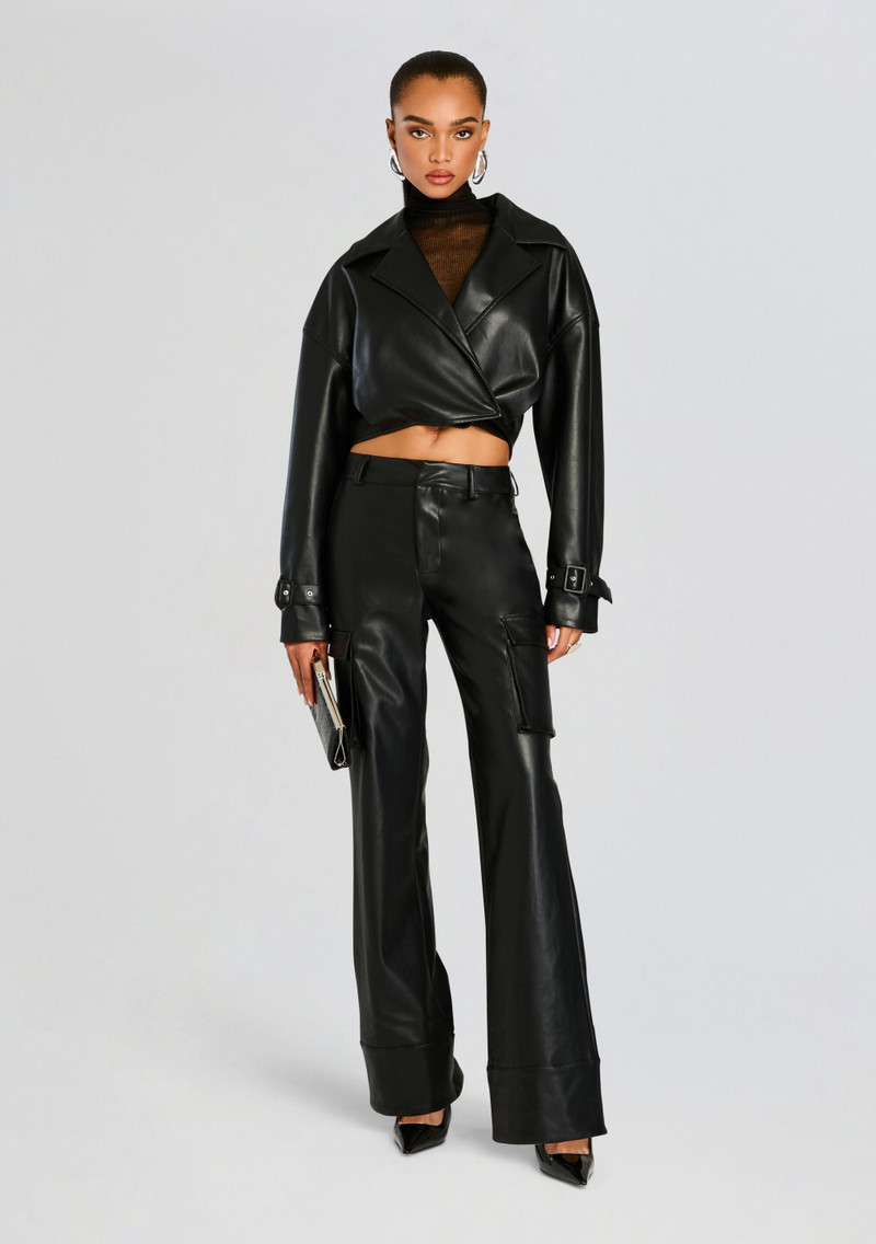 RETROFÊTE FIFER VEGAN LEATHER MID RISE CARGO PANT outlook
