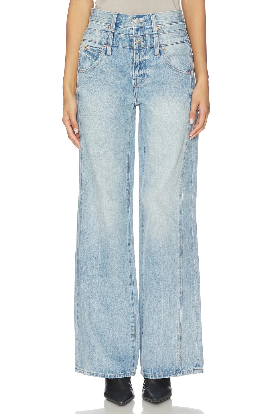 Caleb High Rise Stacked Wide Jeans - 1