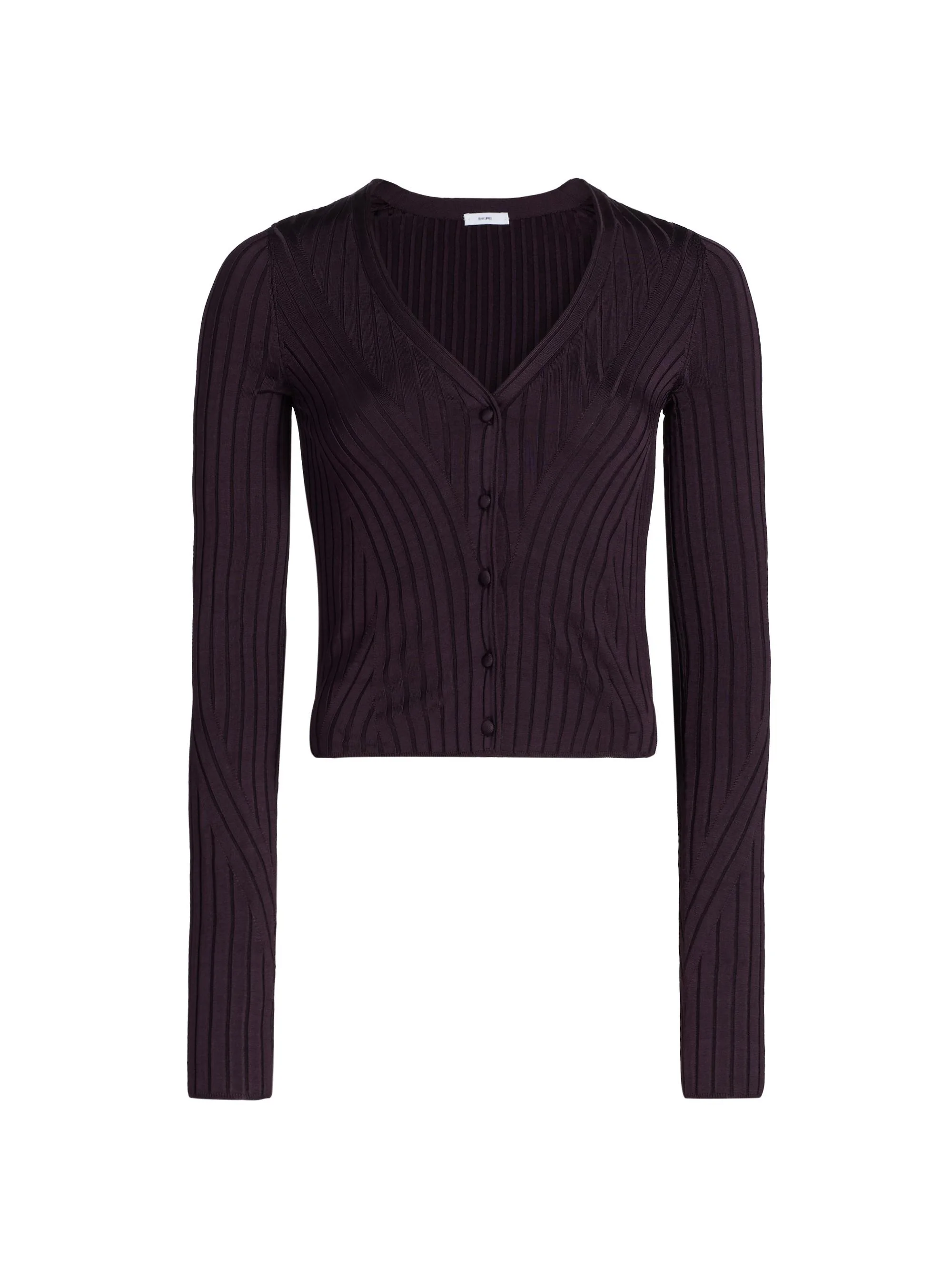 Women's Greer Rib-Knit Chevron Cardigan - Aubergine - 1