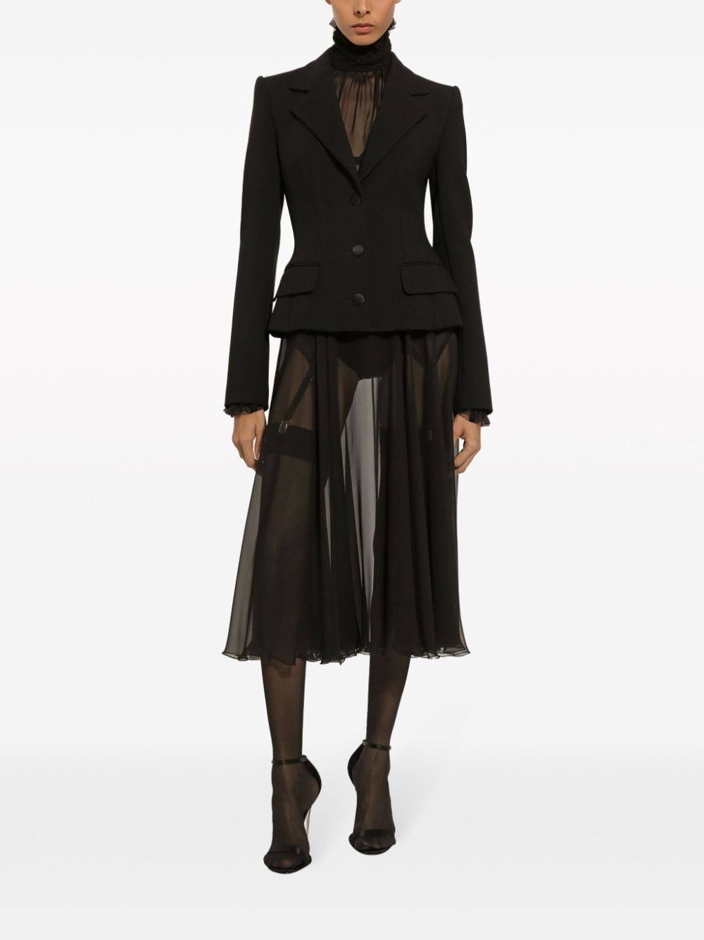 silk chiffon pleated midi skirt - 3