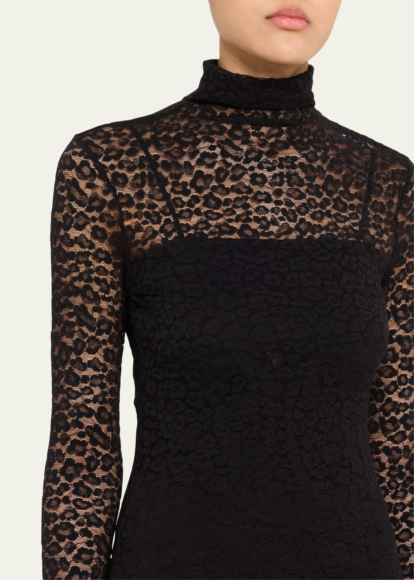 Talia Leopard Long-Sleeve Turtleneck Dress - 5