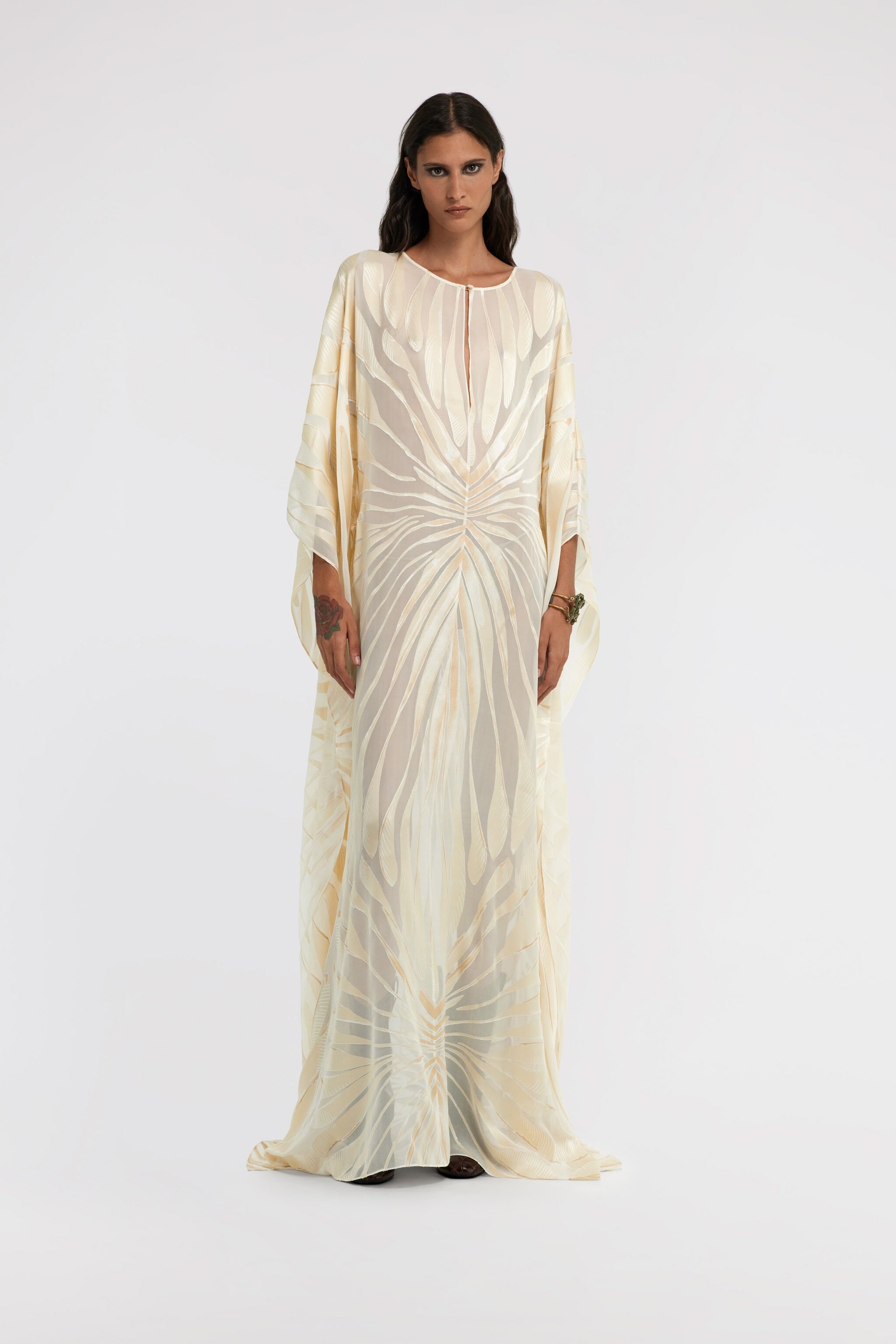 Satin caftan with Ray Of Gold print - 3