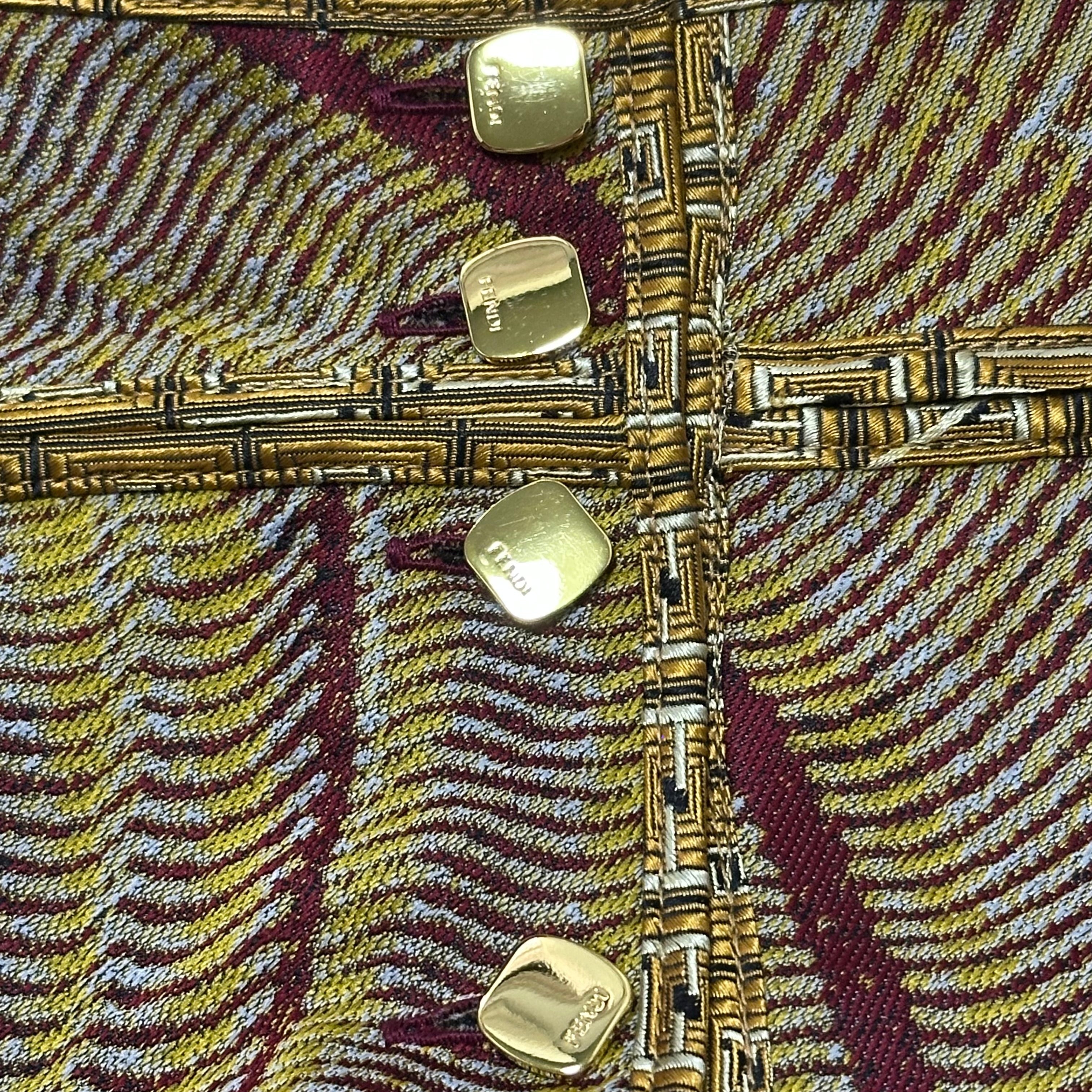 FENDI Fall Winter 2000 Jacquard Flared Midi Skirt - 6