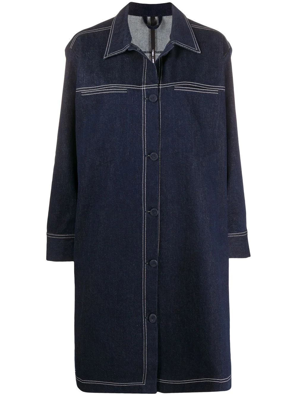 single-breasted denim coat - 1