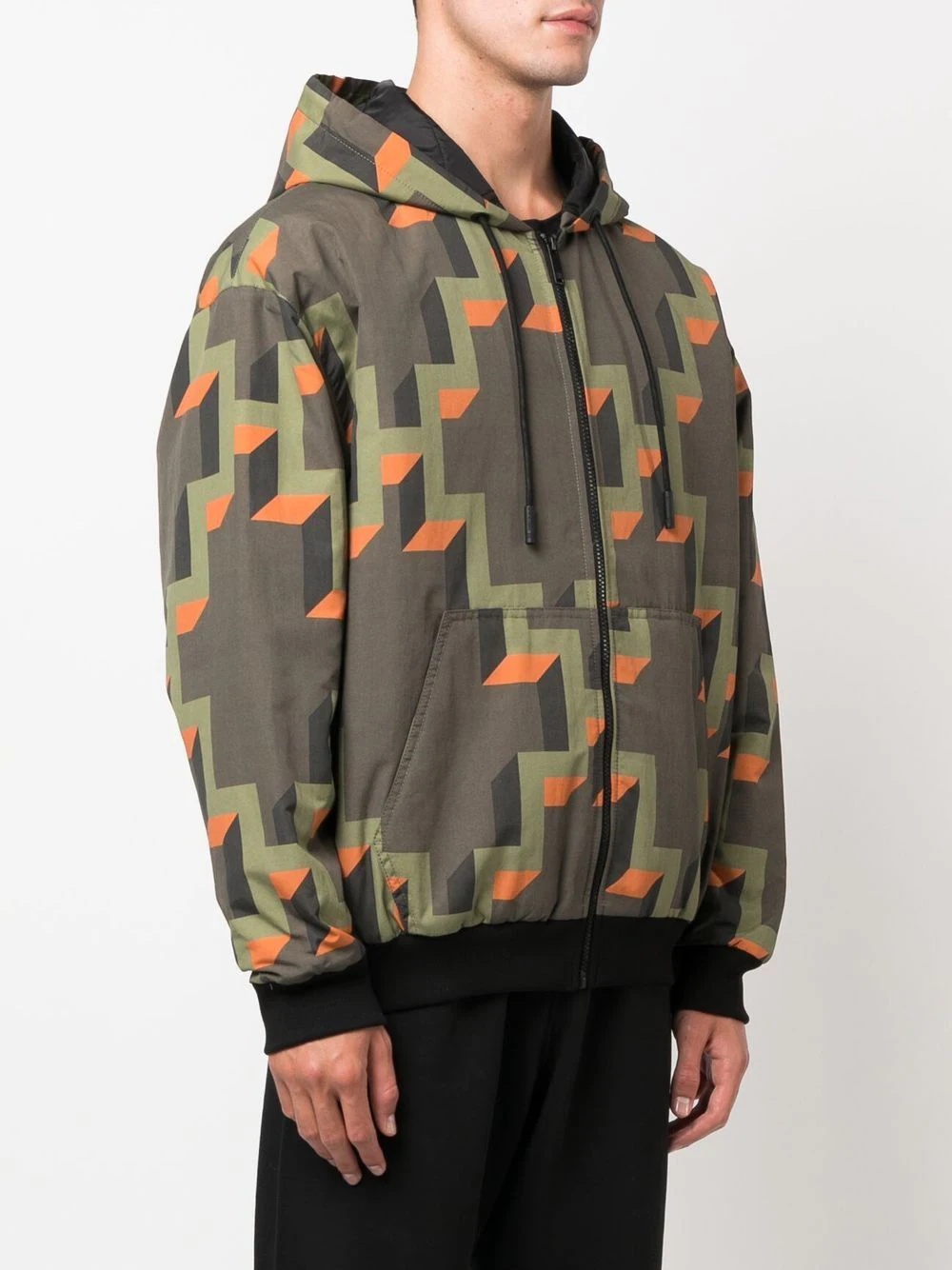 geometric-print hooded jacket - 3