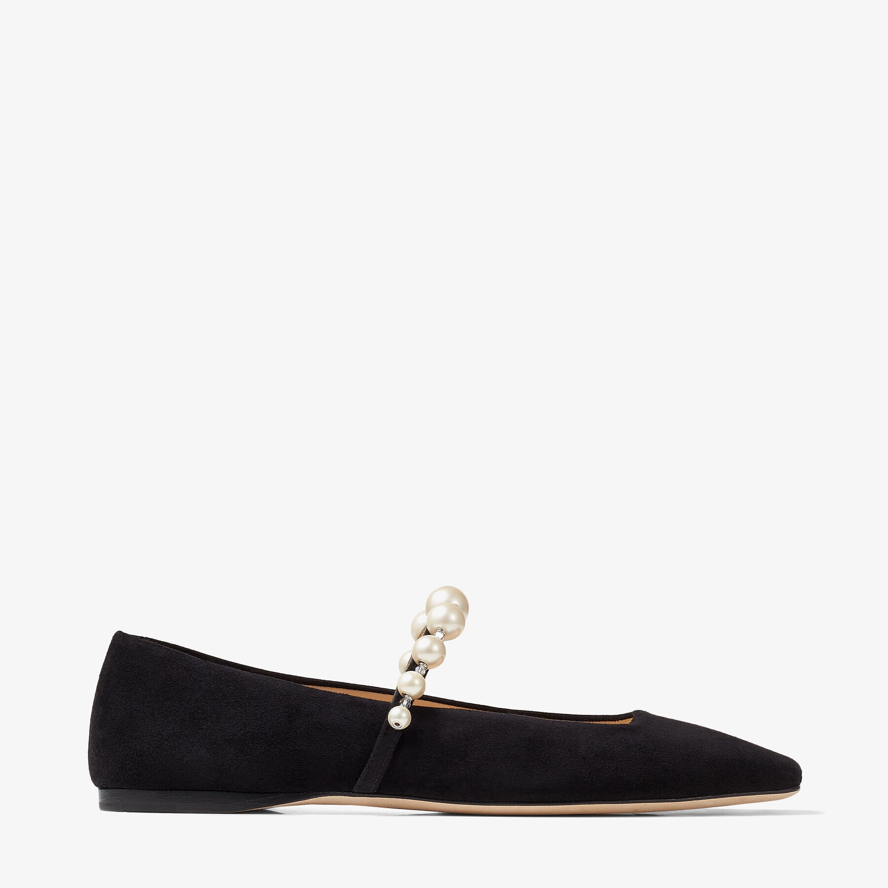 Ade Flat
Black Suede Flats with Pearl Embellishment - 1