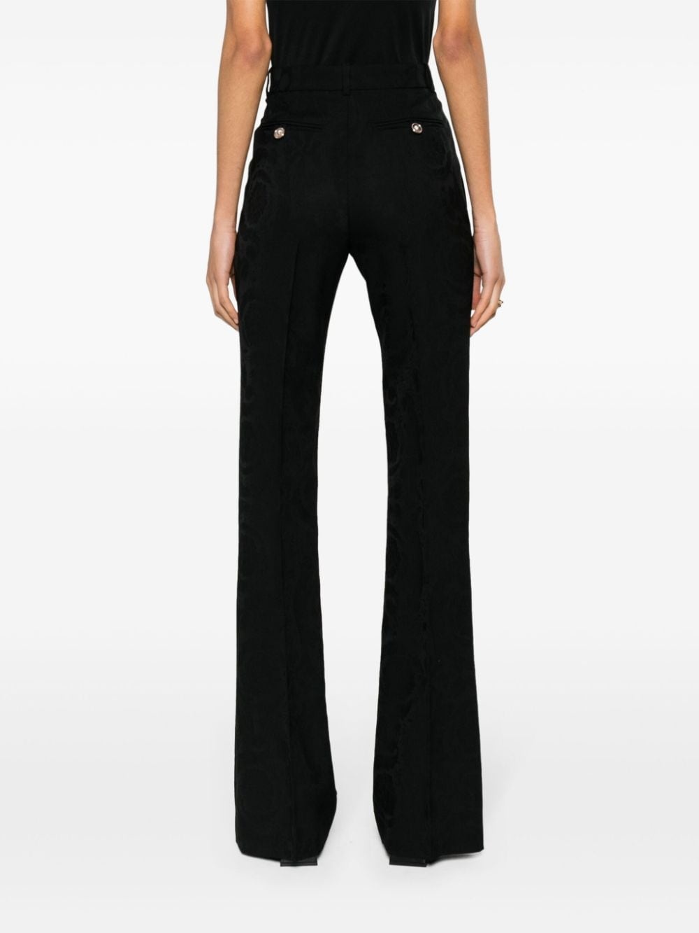 baroque-jacquard flared trousers - 4