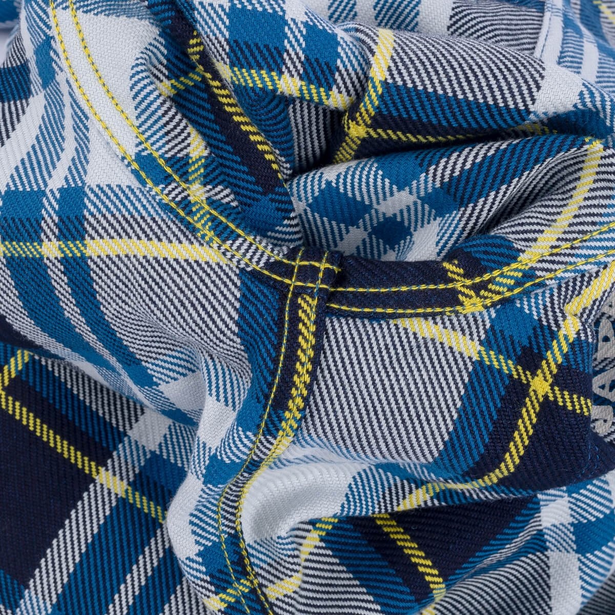 IHSH-390-BLU 9oz Selvedge American Check Western Shirt - Blue - 14