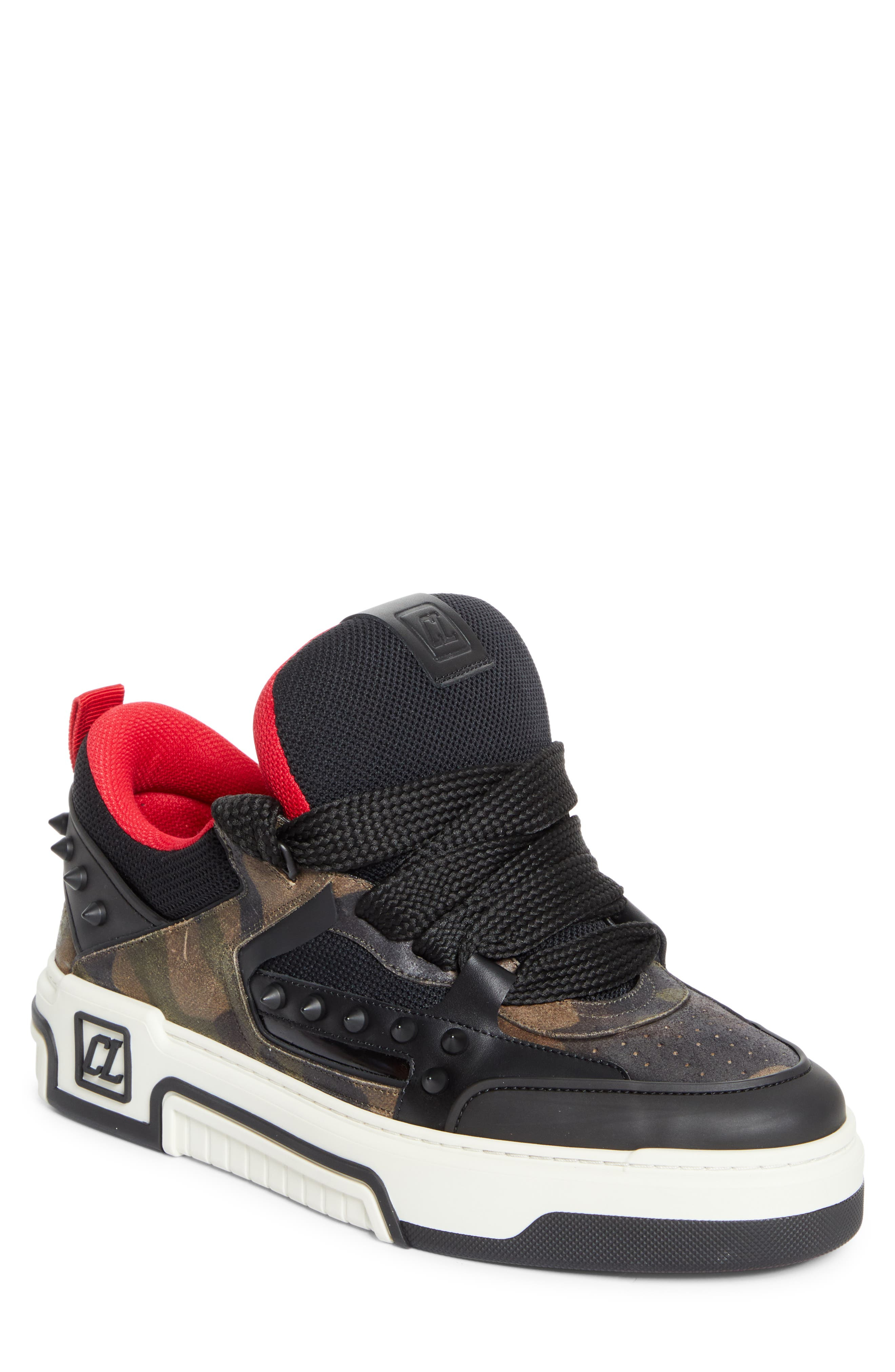 Christian Louboutin Astroskate Mixed Media Sneaker in Cafe Green/Black at Nordstrom - 1