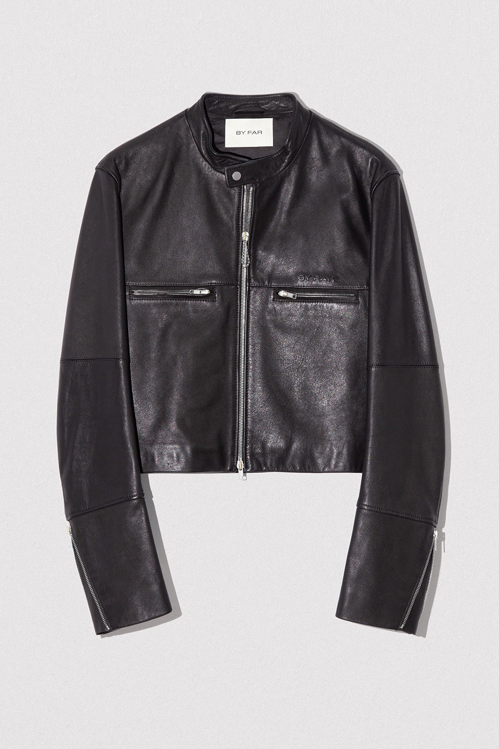 MILENA BIKER JACKET BLACK CALF NAPPA LEATHER - 1