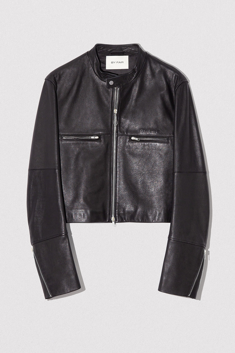 MILENA BIKER JACKET BLACK CALF NAPPA LEATHER 1
