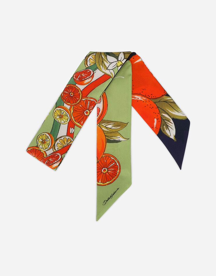 Citrus-print twill headscarf 1