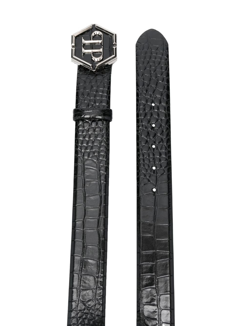 hexagon logo-buckle leather belt - 2